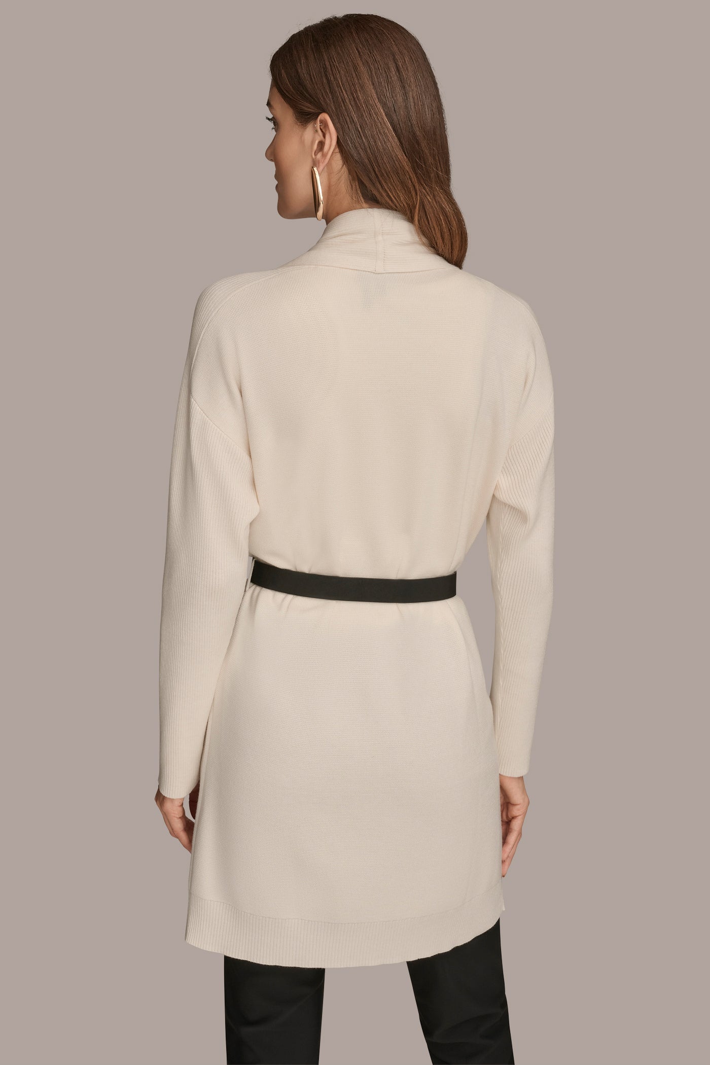 cream V-NECK LONG CARDIGAN Donna Karan