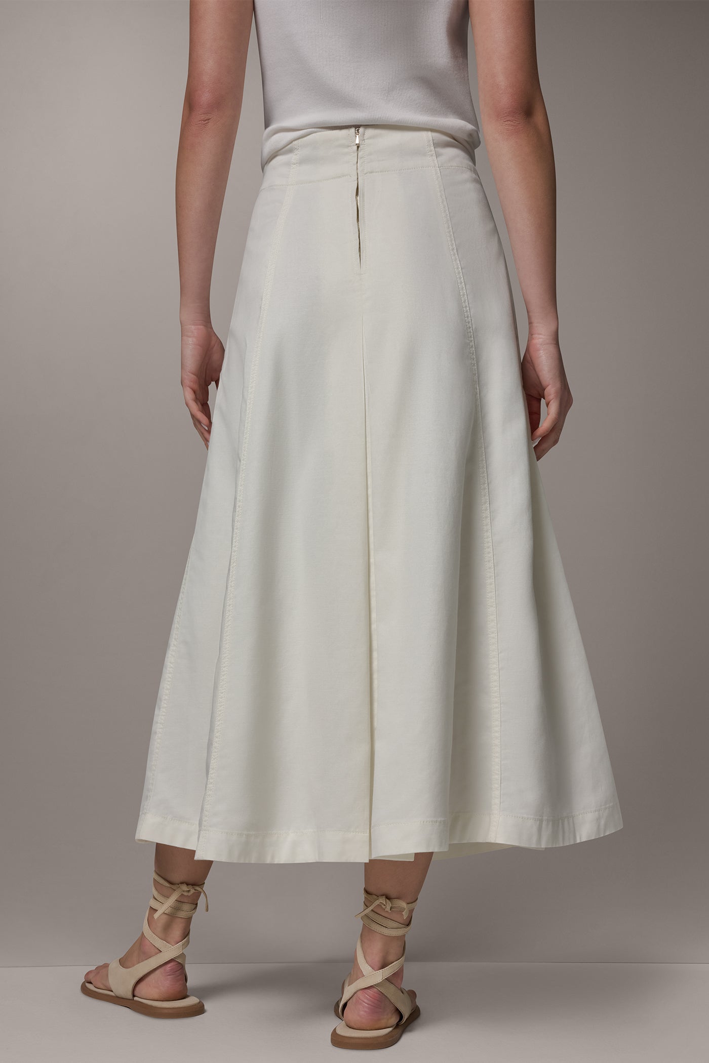 Cream MIDI A-LINE PANEL SKIRT Donna Karan