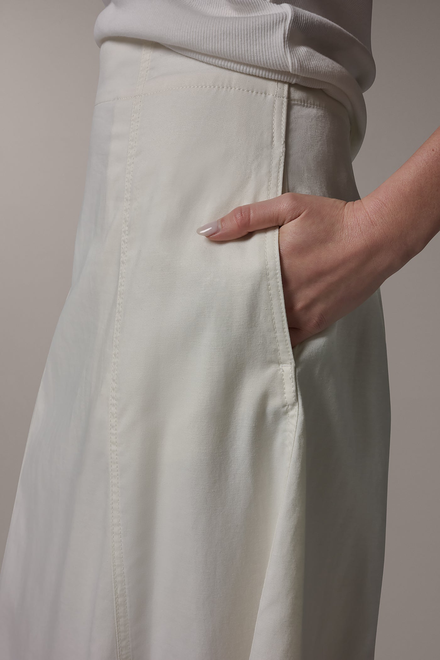 Cream MIDI A-LINE PANEL SKIRT Donna Karan