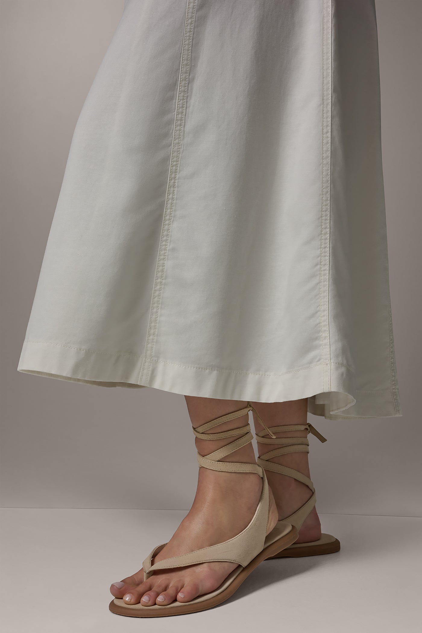 Cream MIDI A-LINE PANEL SKIRT Donna Karan