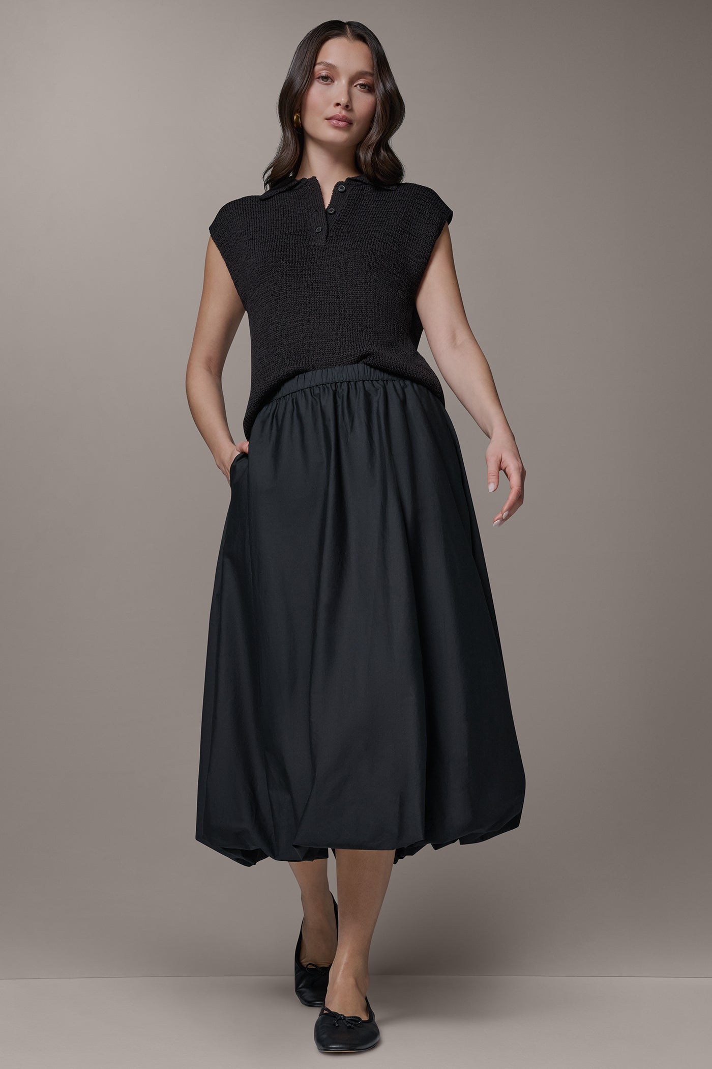 Black MIDI BUBBLE SKIRT Donna Karan