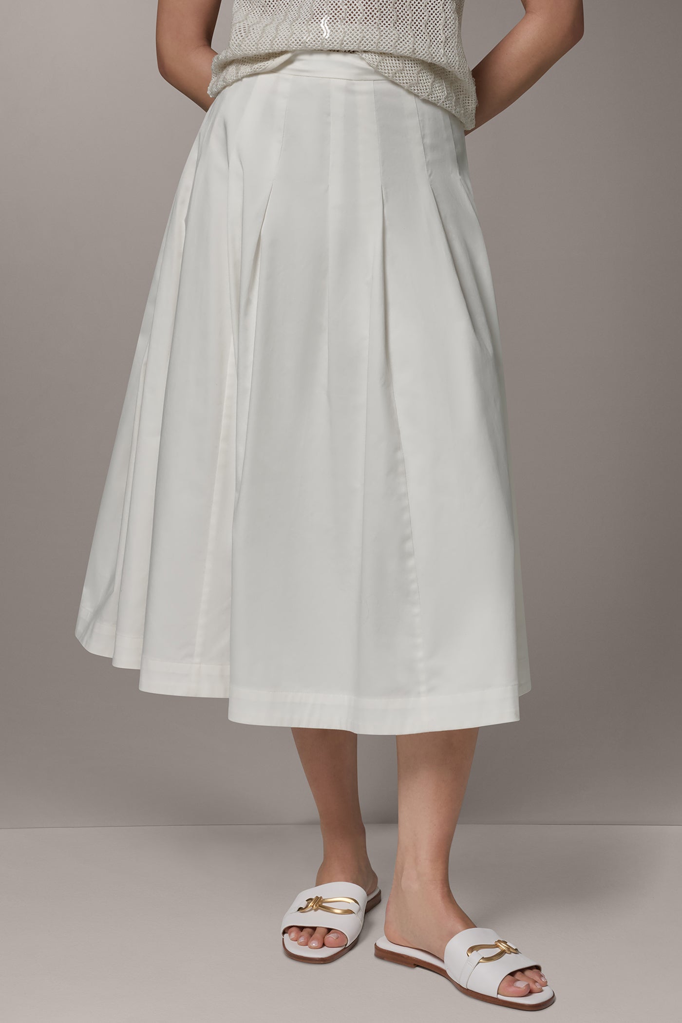 Cream MIDI A-LINE SKIRT Donna Karan