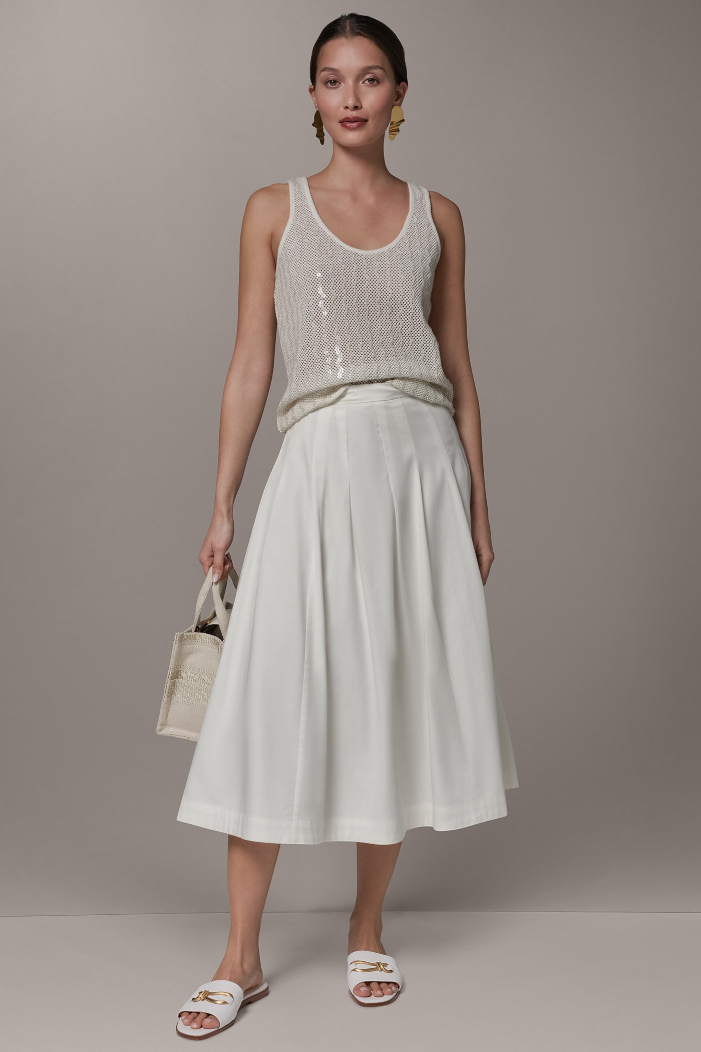 Cream MIDI A-LINE SKIRT Donna Karan