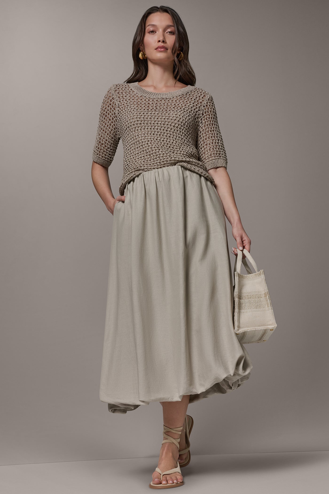 Tuscan Grey BUBBLE SKIRT Donna Karan