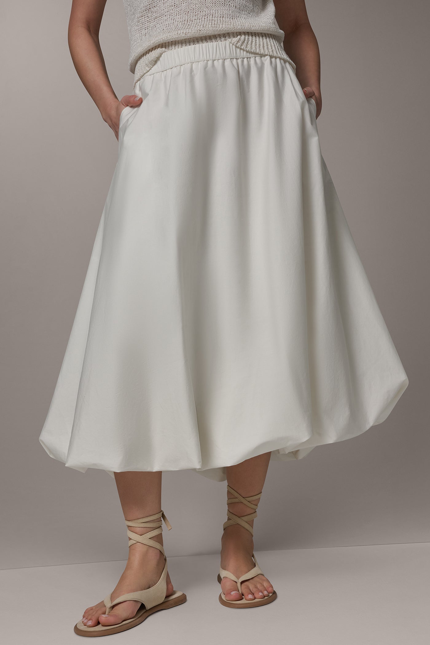 Cream MIDI BUBBLE SKIRT Donna Karan