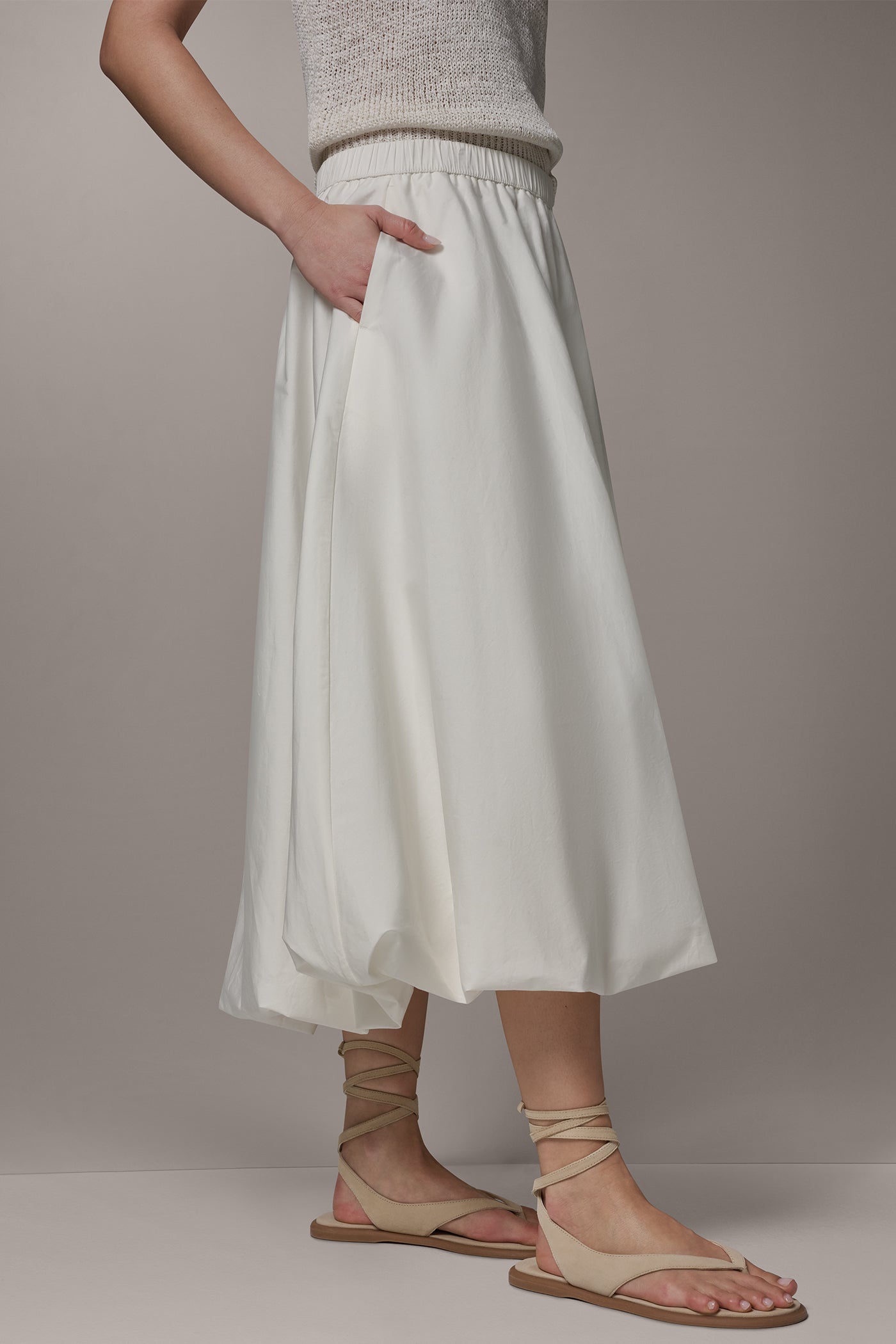 Cream MIDI BUBBLE SKIRT Donna Karan