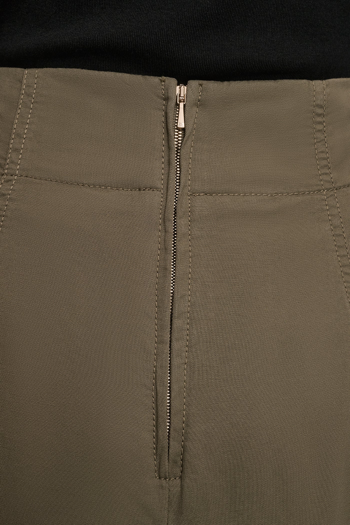 KHAKI GREEN BRUSHED MIDI PANEL TRUMPET SKIRT Donna Karan