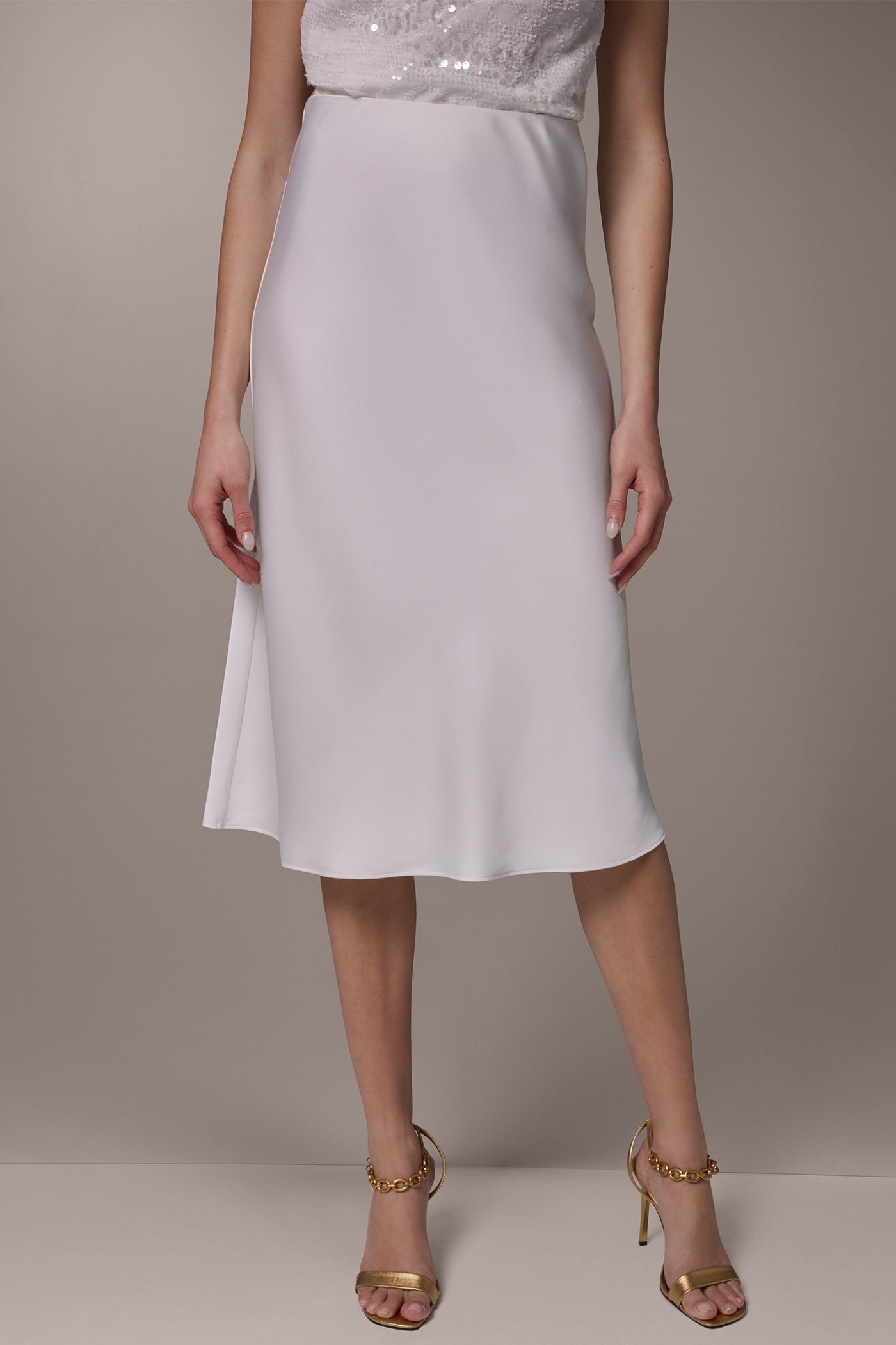 Cream SATIN BIAS SKIRT Donna Karan
