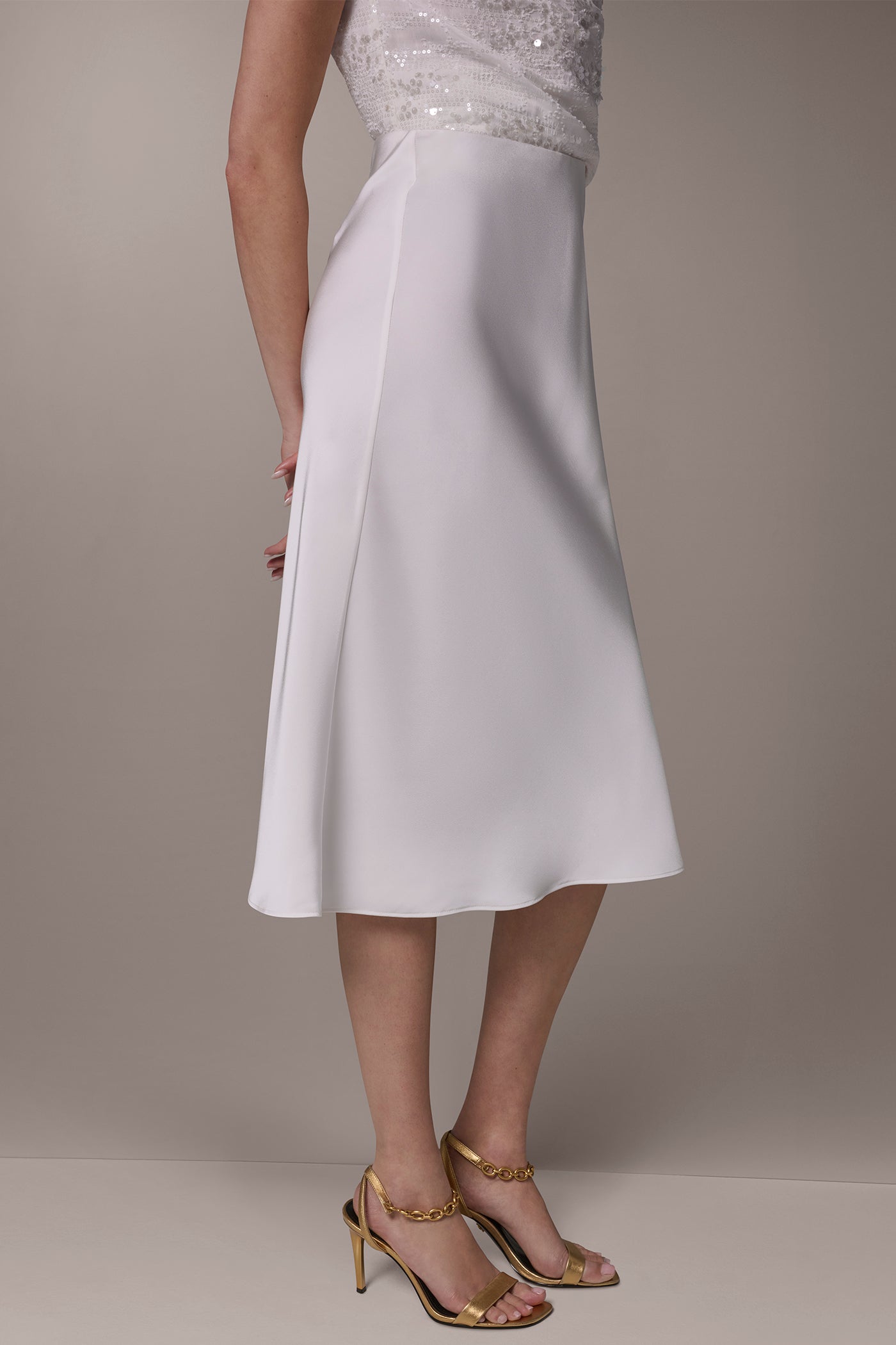 Cream SATIN BIAS SKIRT Donna Karan