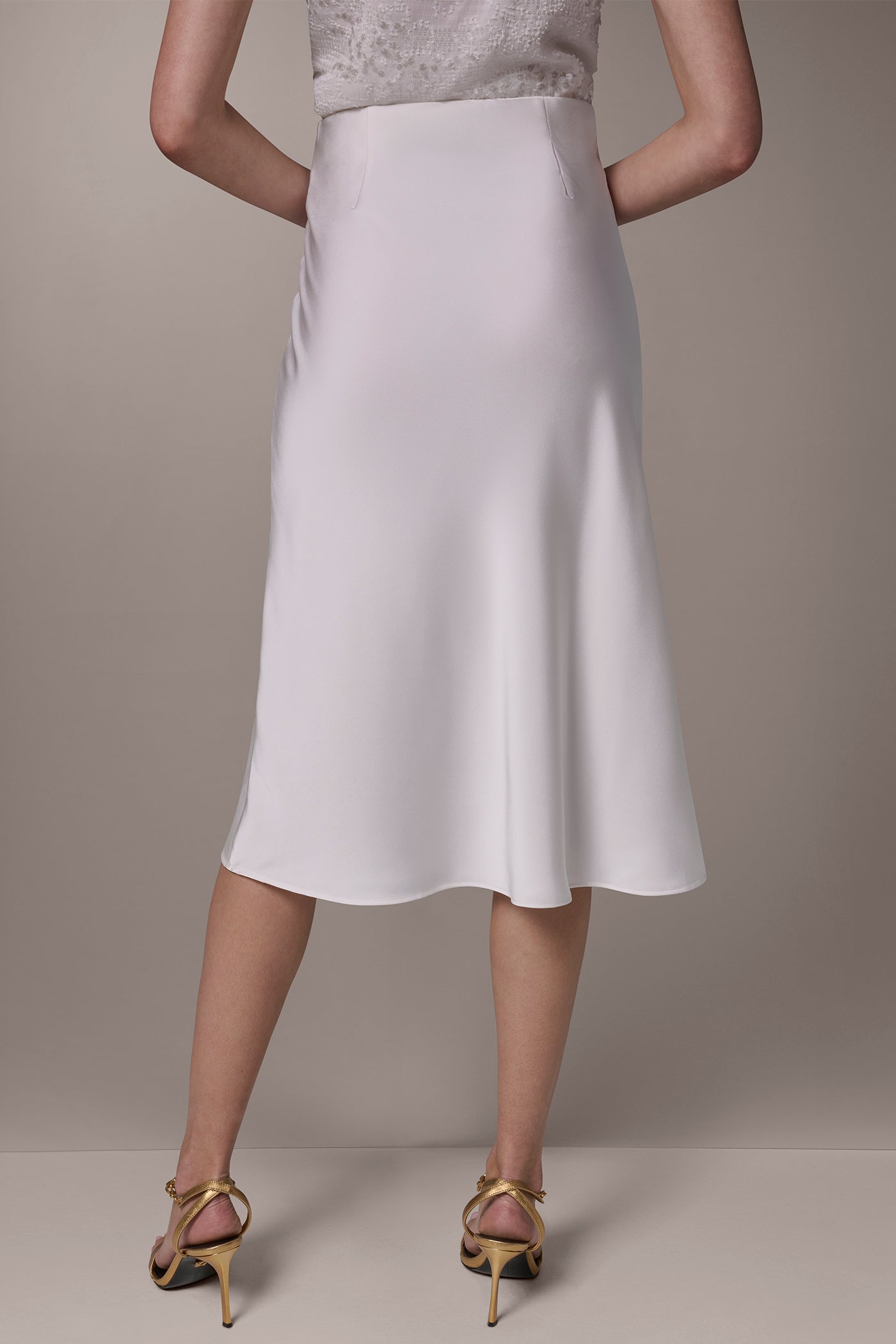 Cream SATIN BIAS SKIRT Donna Karan