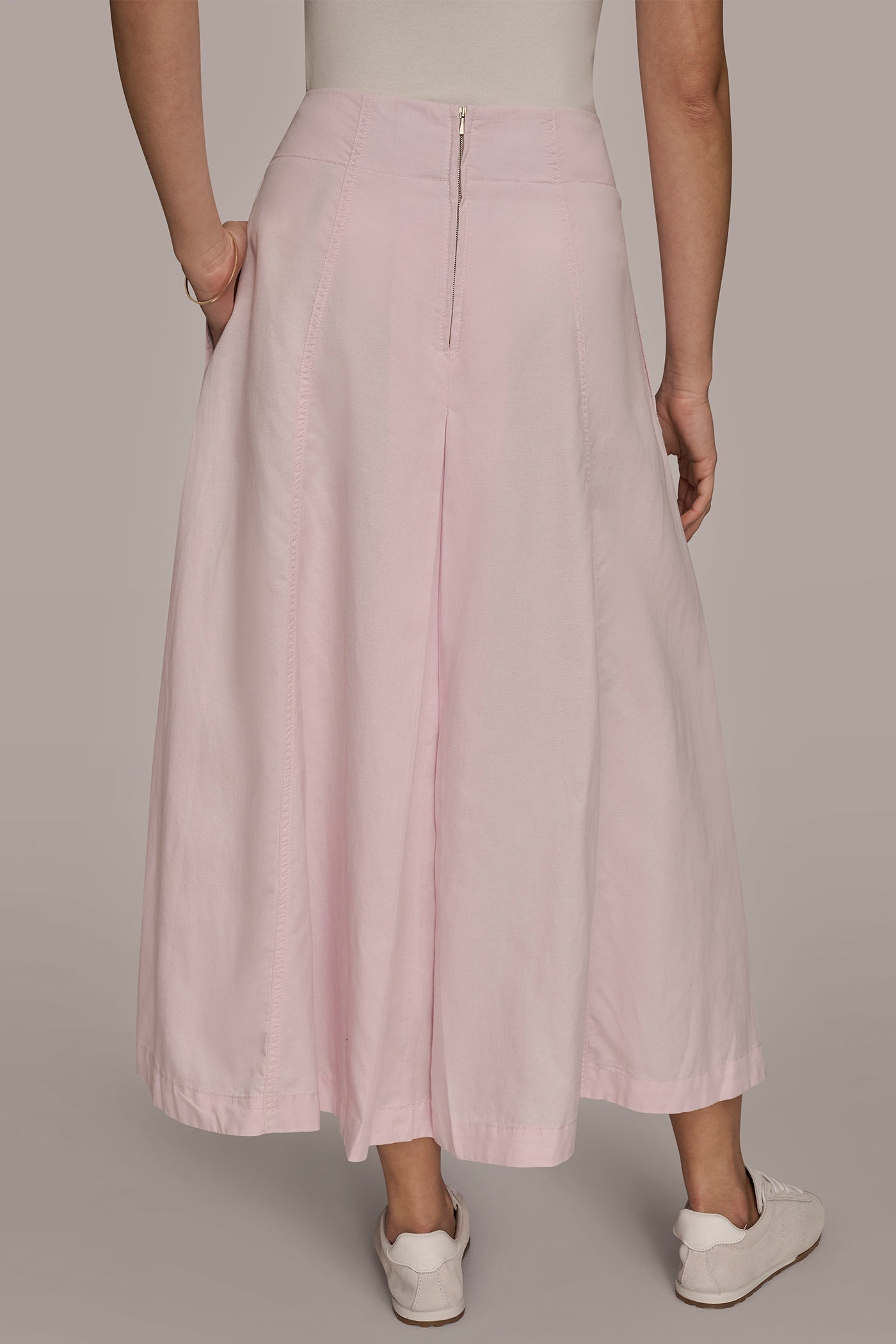 PINK WISTERIA BRUSHED MIDI PANEL TRUMPET SKIRT Donna Karan