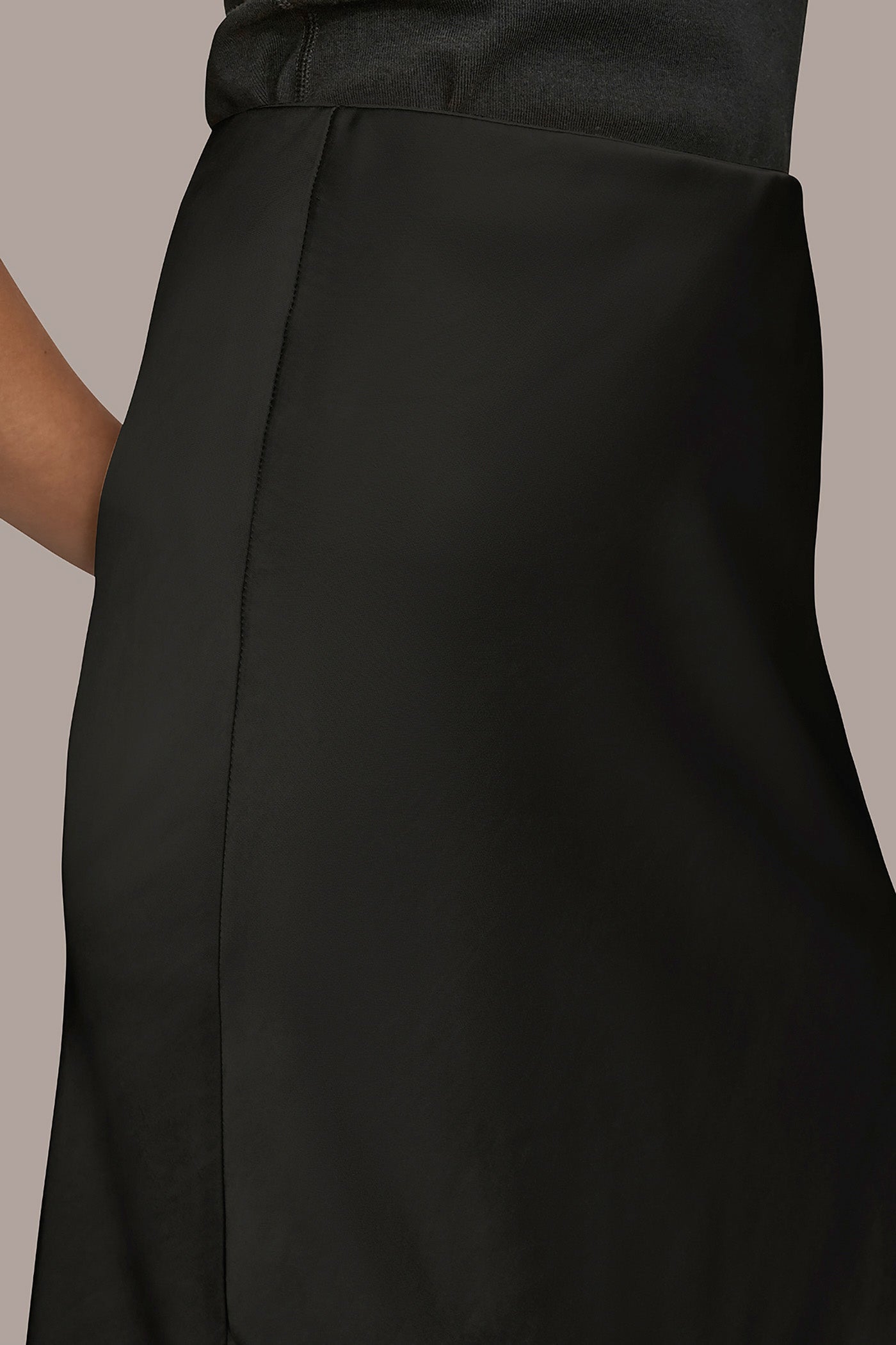 Black SATIN MIDI A-LINE SKIRT Donna Karan