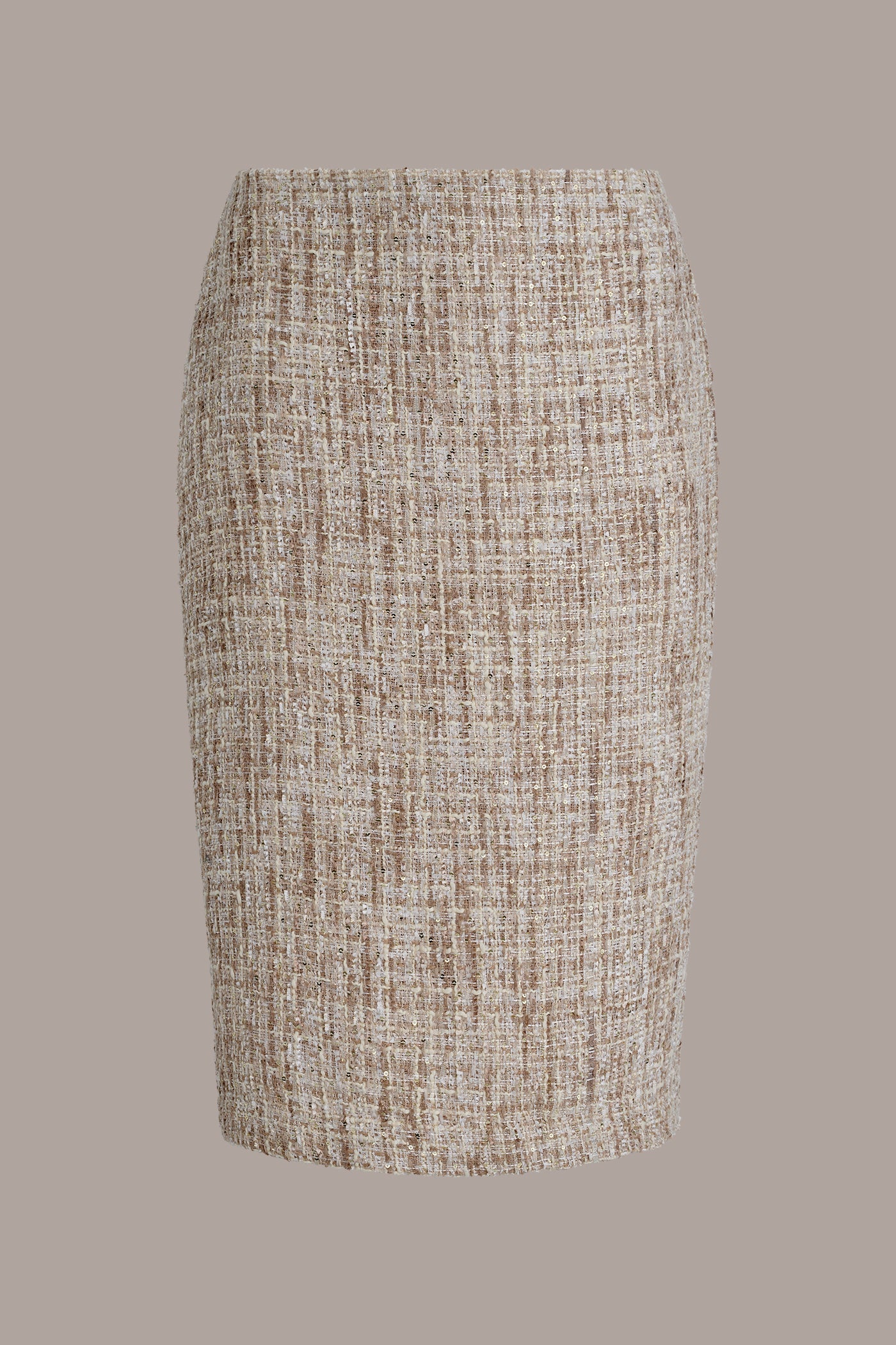 Dark Cream Multi SEQUIN TWEED MIDI SUIT PENCIL SKIRT Donna Karan