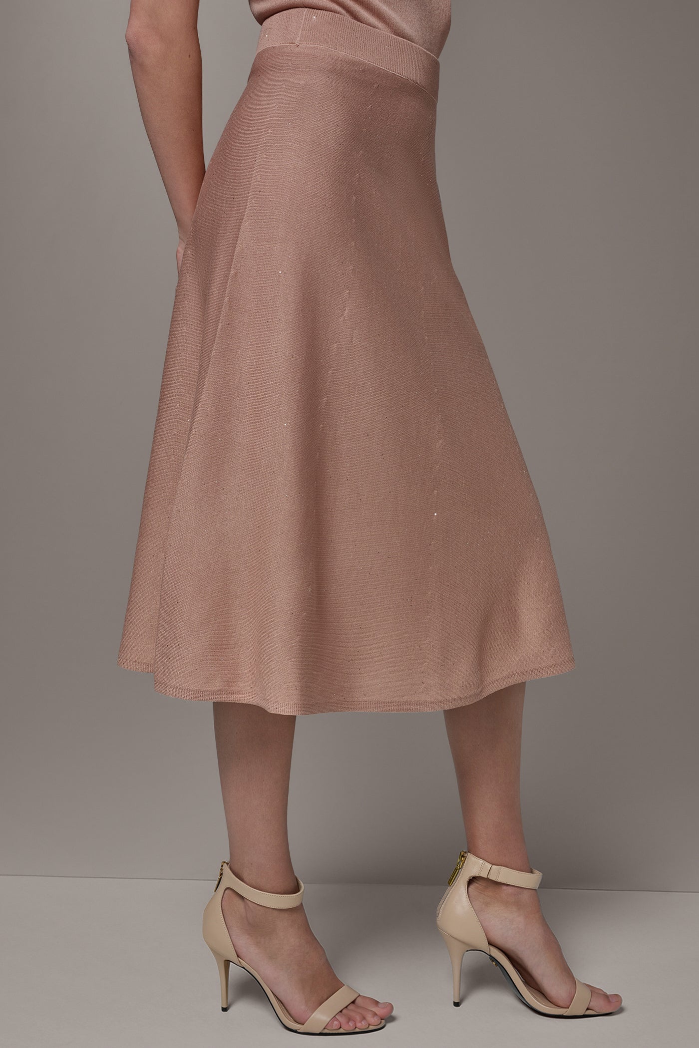 Umbria SEQUIN MIDI A-LINE SWEATER SKIRT Donna Karan
