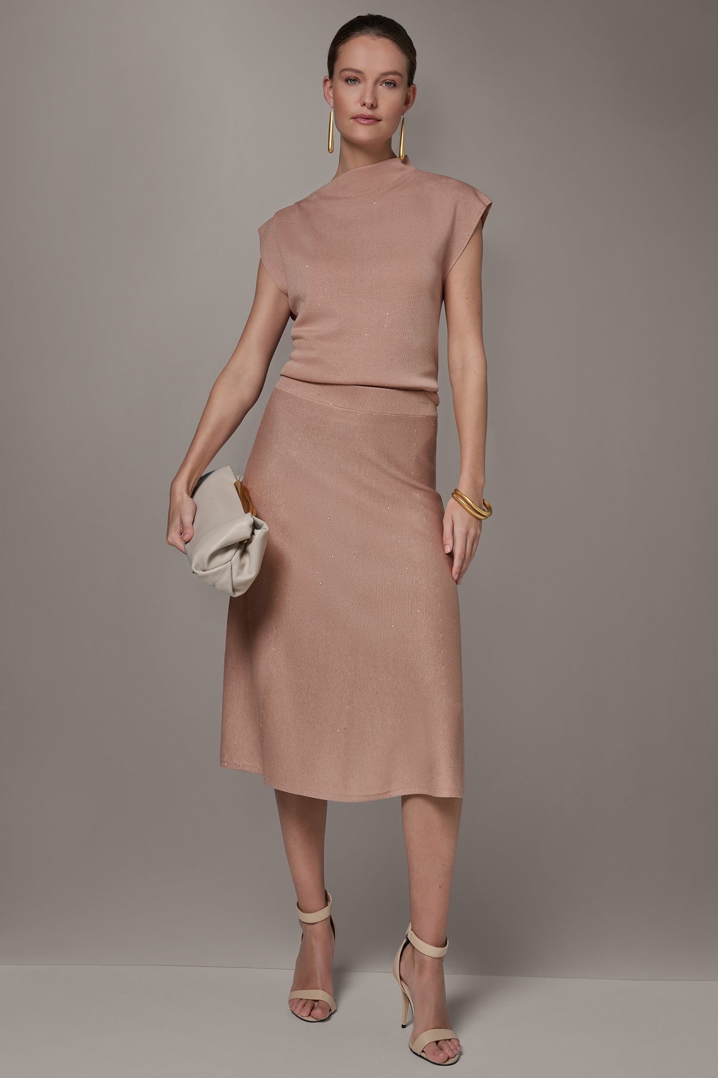 Umbria SEQUIN MIDI A-LINE SWEATER SKIRT Donna Karan