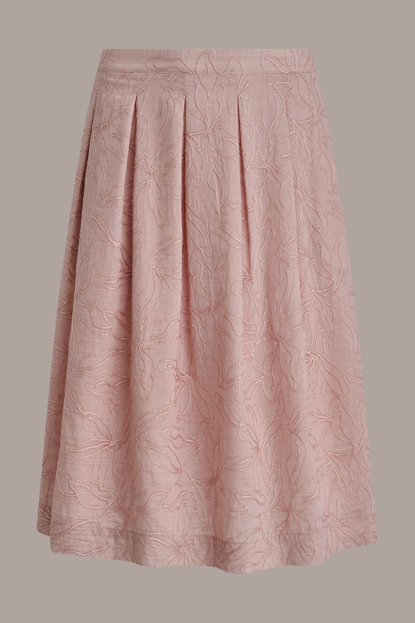 Snow Petal FLORAL EMBROIDERED PLEATED A-LINE SKIRT Donna Karan