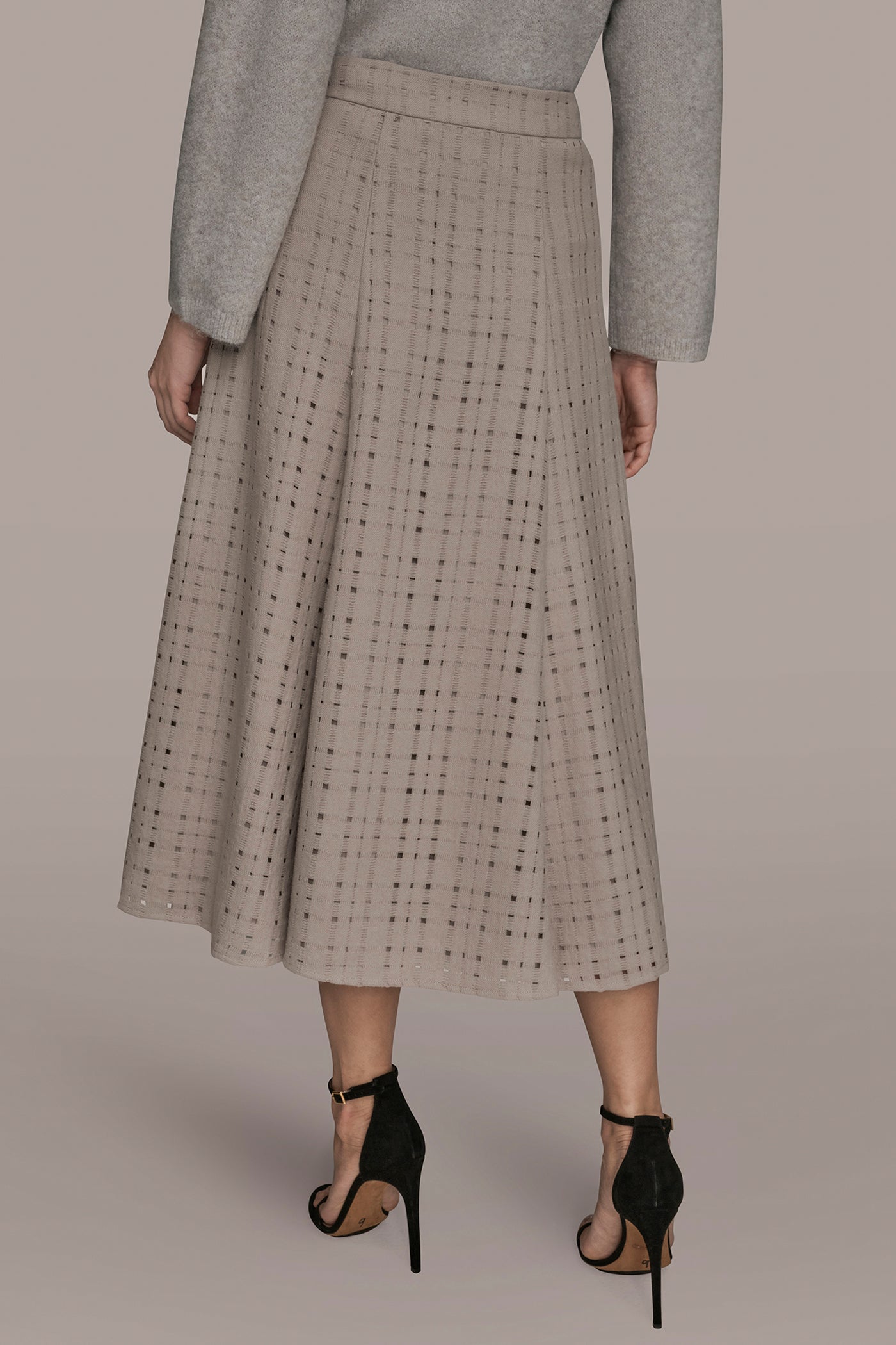 VAPOR PERFORATED SWEATER MIDI A-LINE SKIRT Donna Karan
