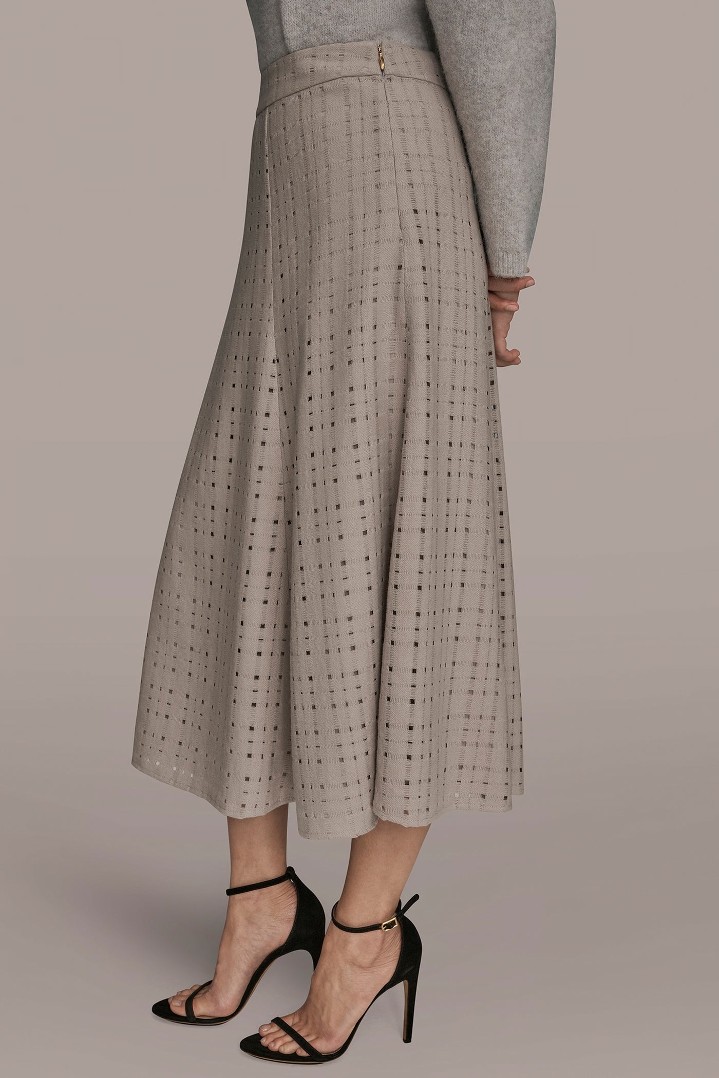 VAPOR PERFORATED SWEATER MIDI A-LINE SKIRT Donna Karan
