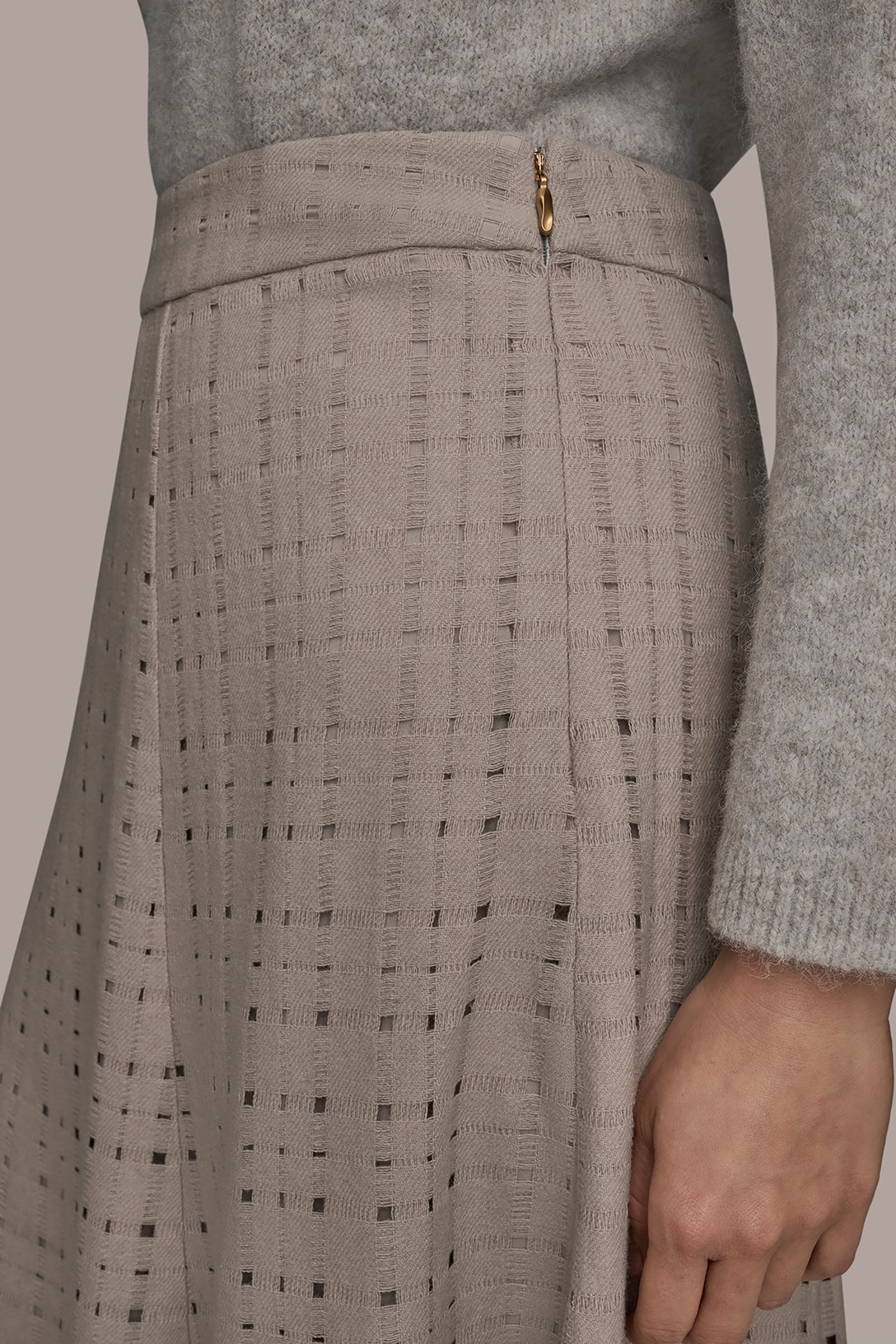 VAPOR PERFORATED SWEATER MIDI A-LINE SKIRT Donna Karan
