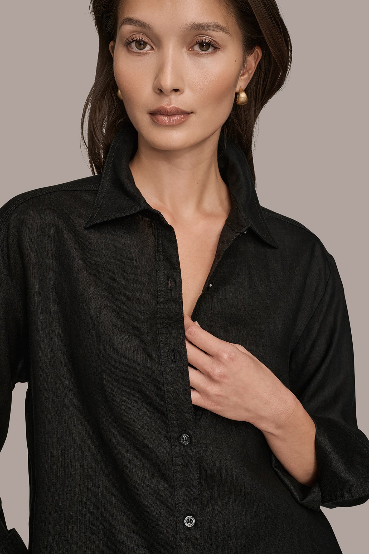 Black LONG SLEEVE SHIRT Donna Karan