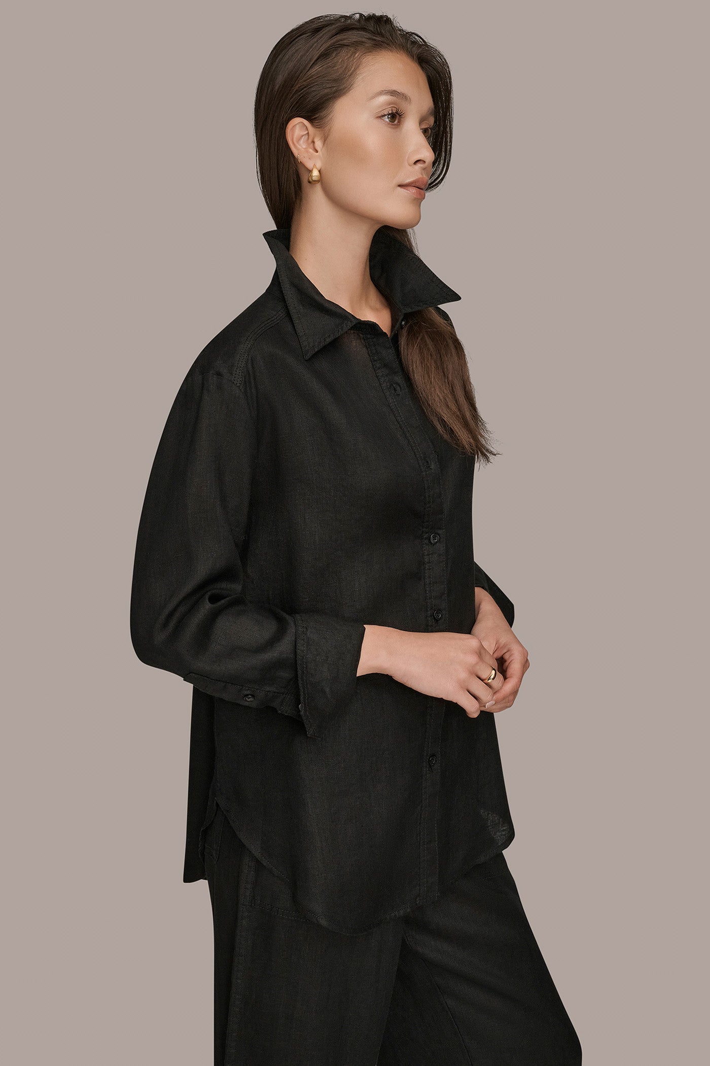 Black LONG SLEEVE SHIRT Donna Karan