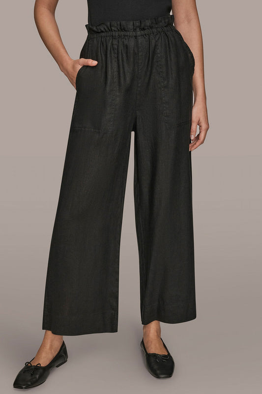 Black HIGH-RISE PAPERBAG PANT Donna Karan