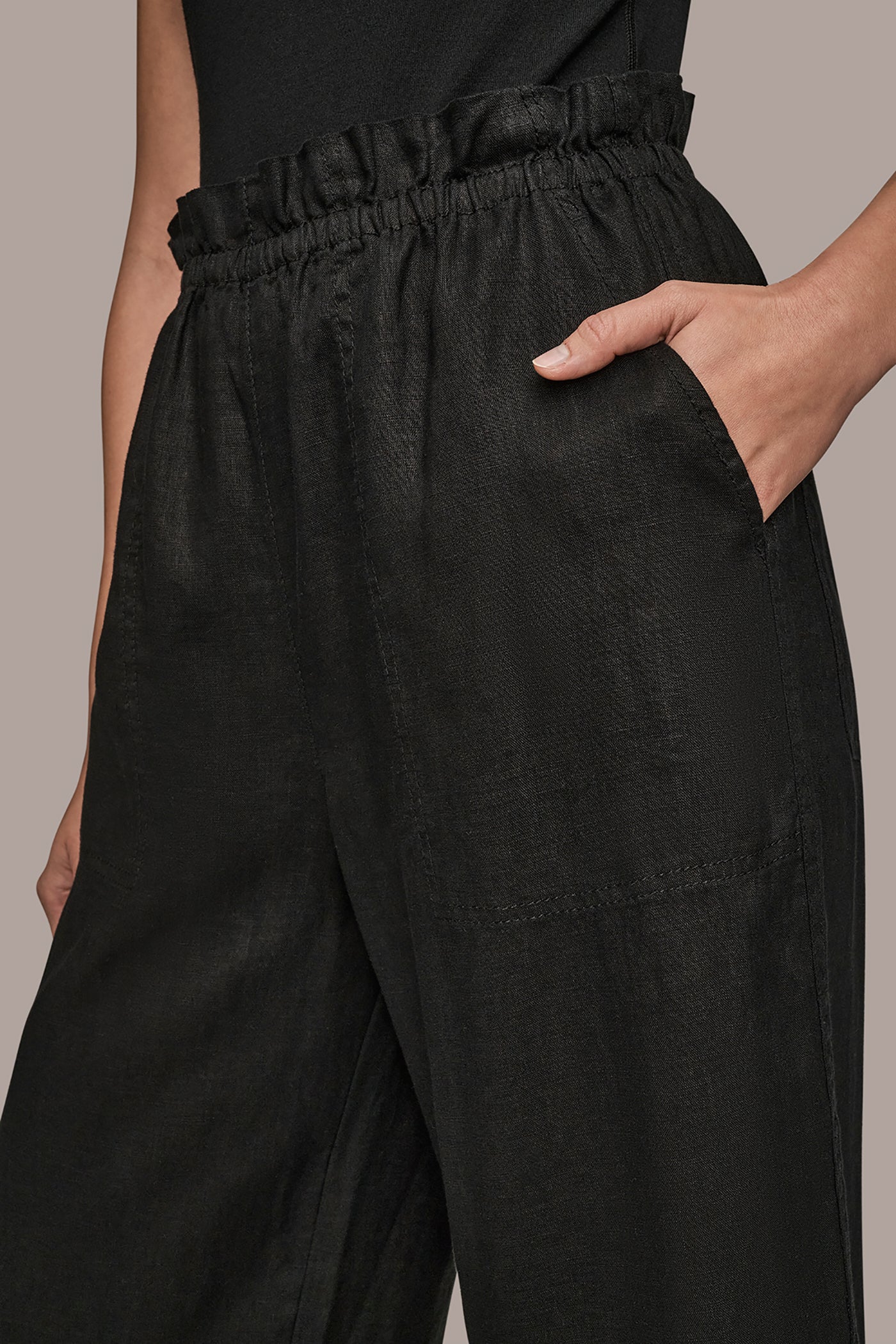 Black HIGH-RISE PAPERBAG PANT Donna Karan