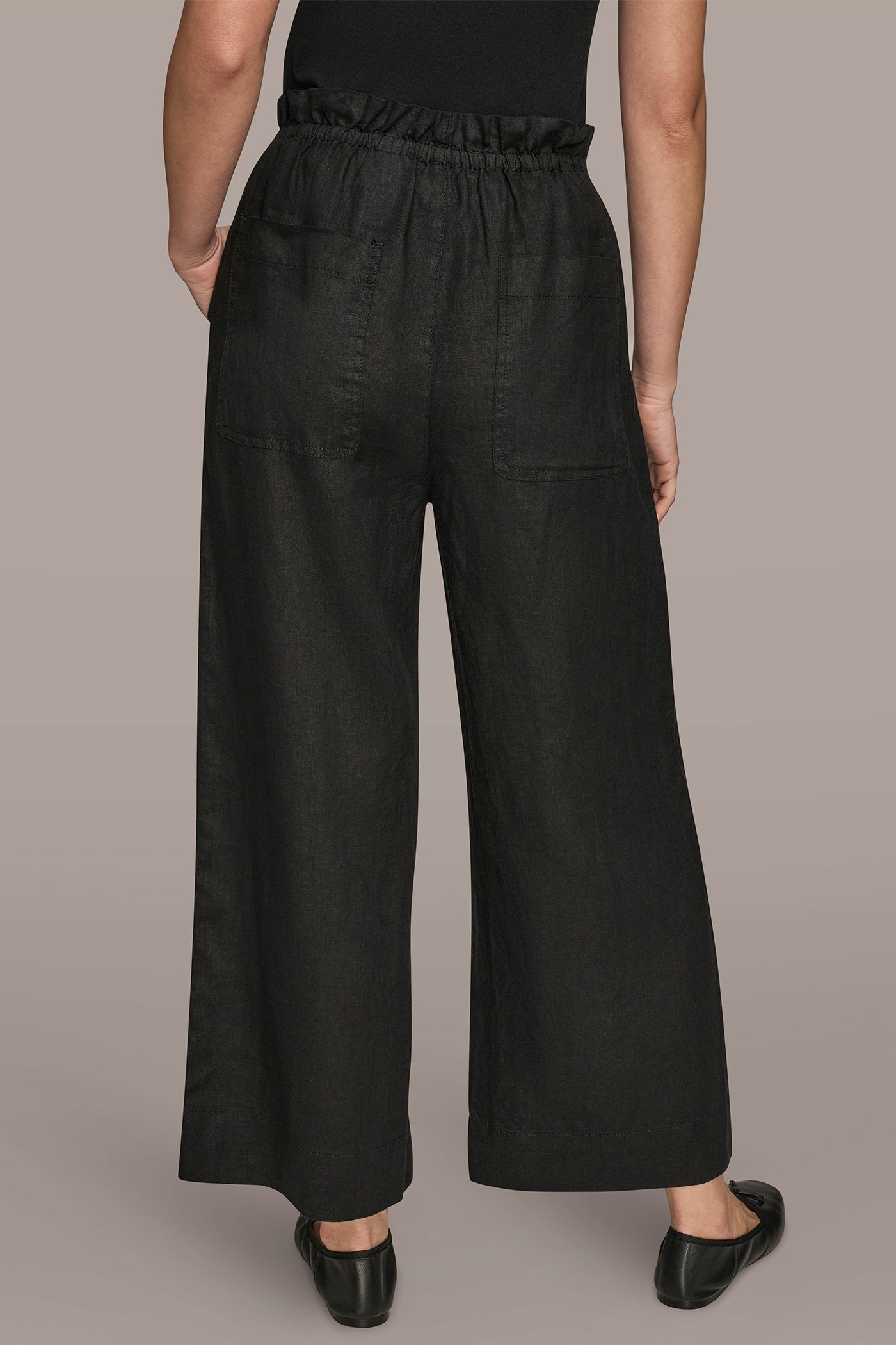 Black HIGH-RISE PAPERBAG PANT Donna Karan