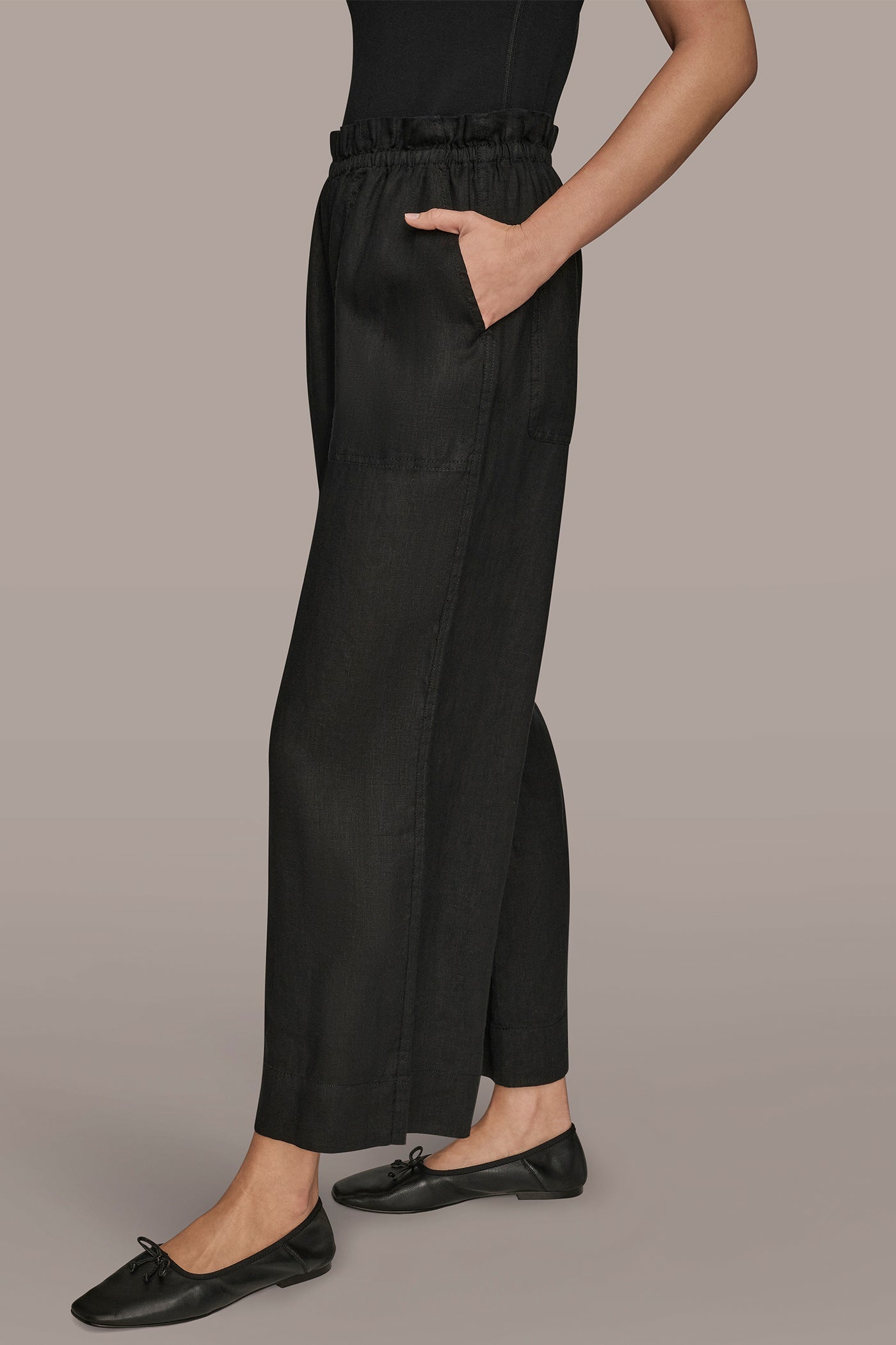 Black HIGH-RISE PAPERBAG PANT Donna Karan