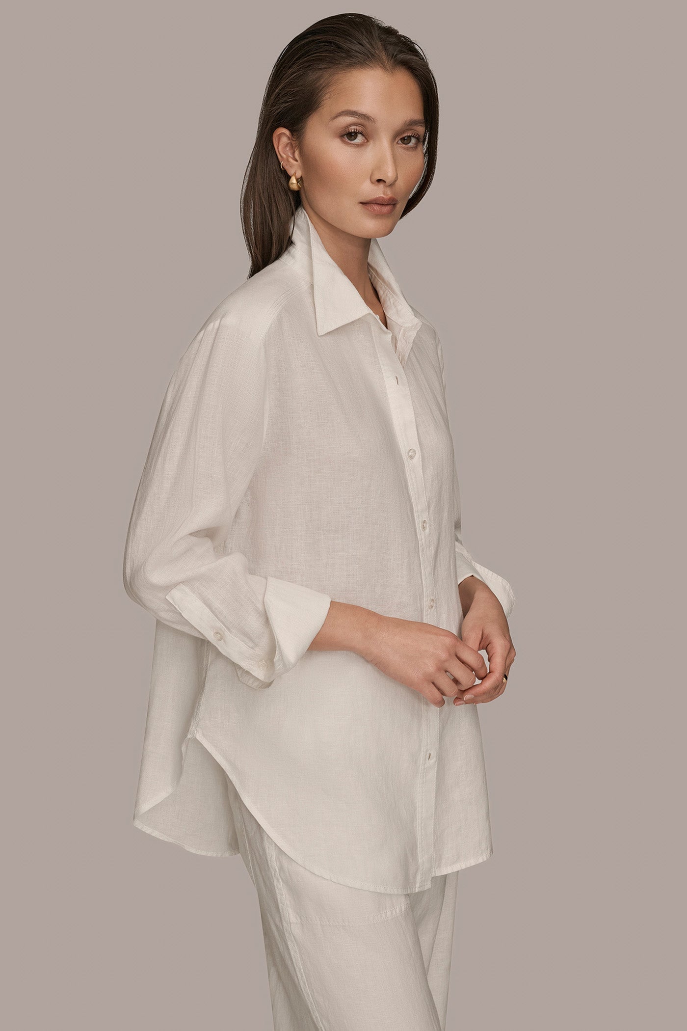 CREAM LONG SLEEVE SHIRT Donna Karan