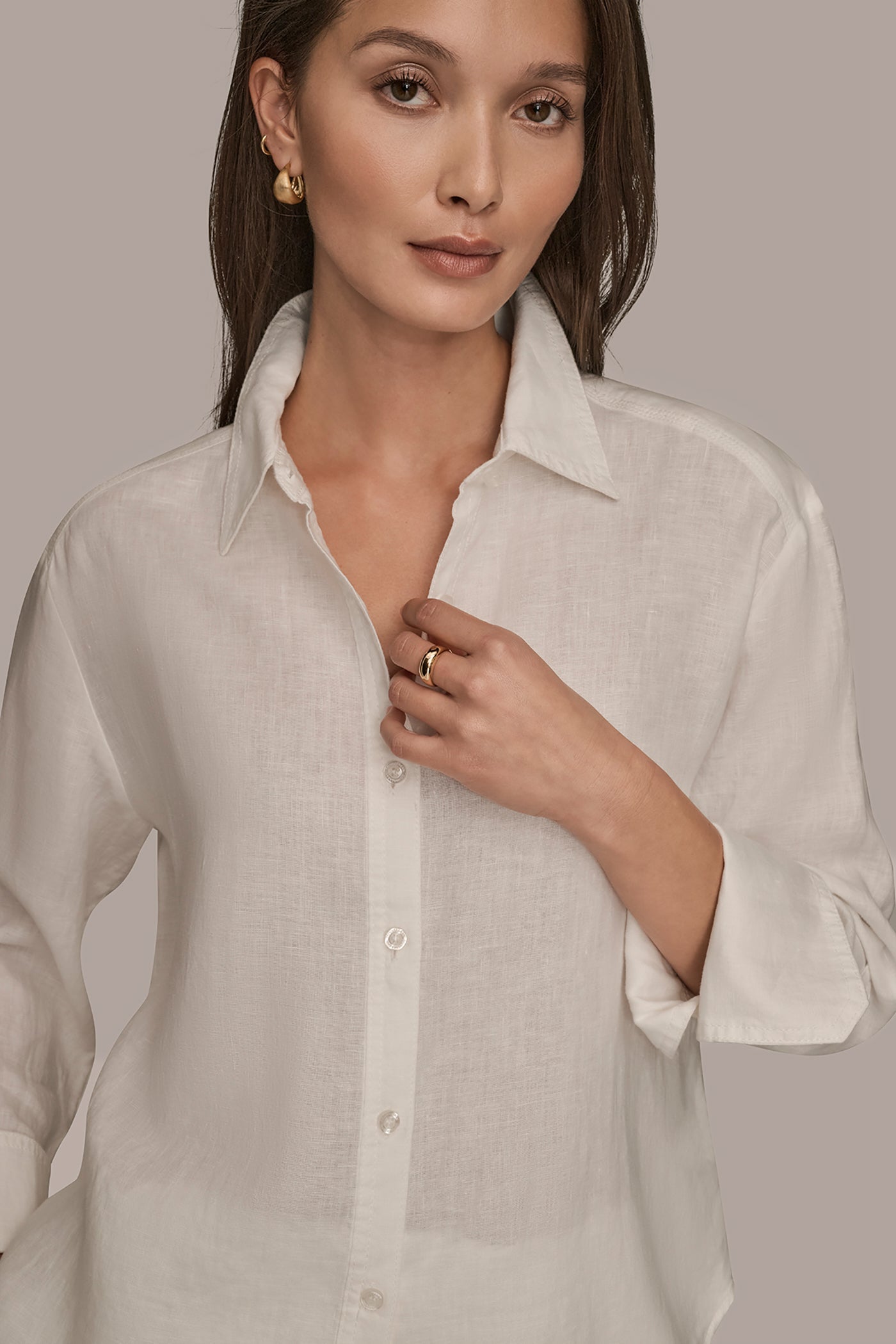 CREAM LONG SLEEVE SHIRT Donna Karan