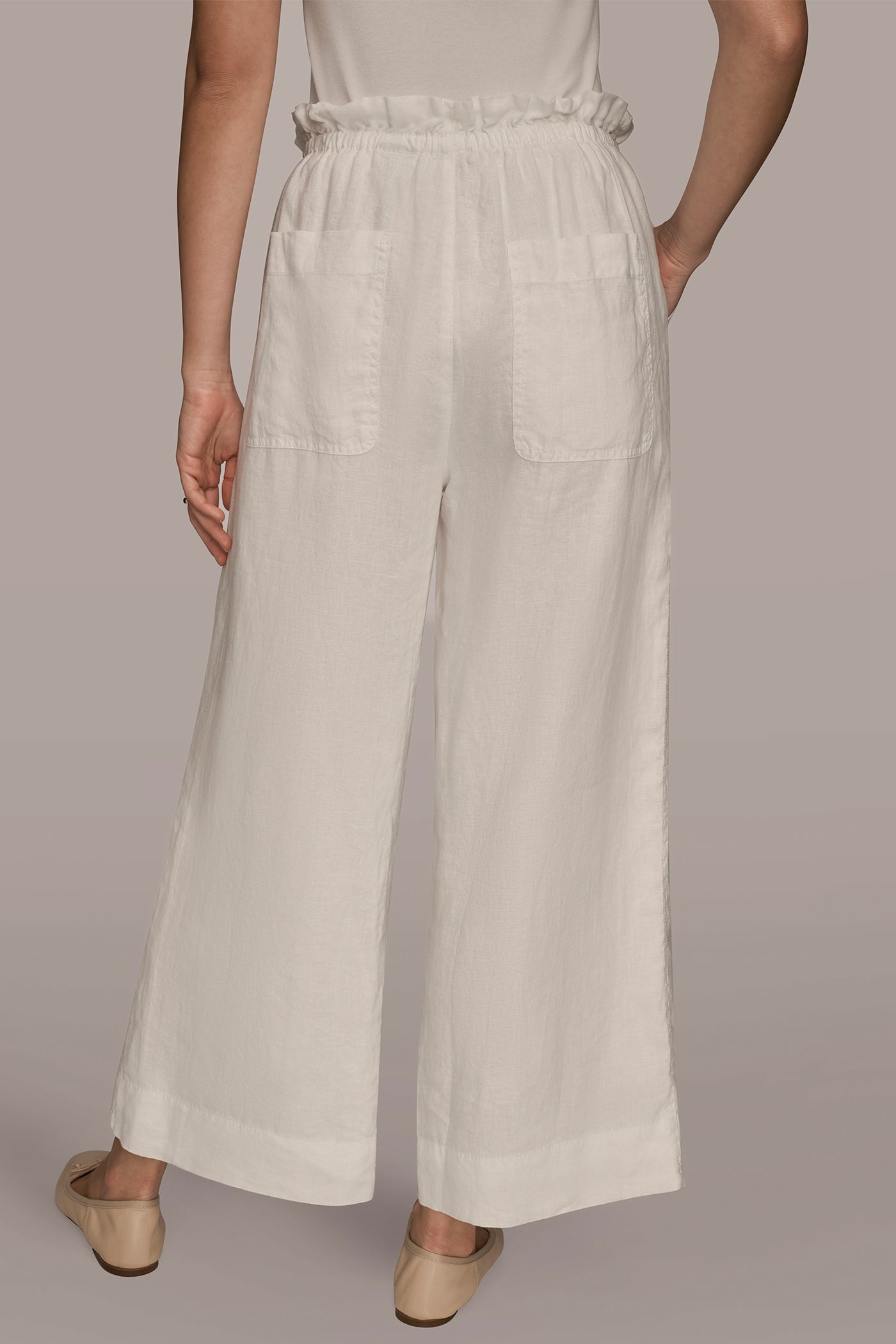 CREAM HIGH-RISE PAPERBAG PANT Donna Karan