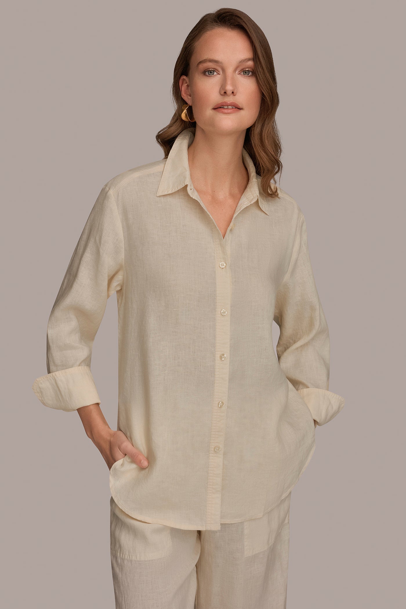 Buttercream LONG SLEEVE SHIRT Donna Karan