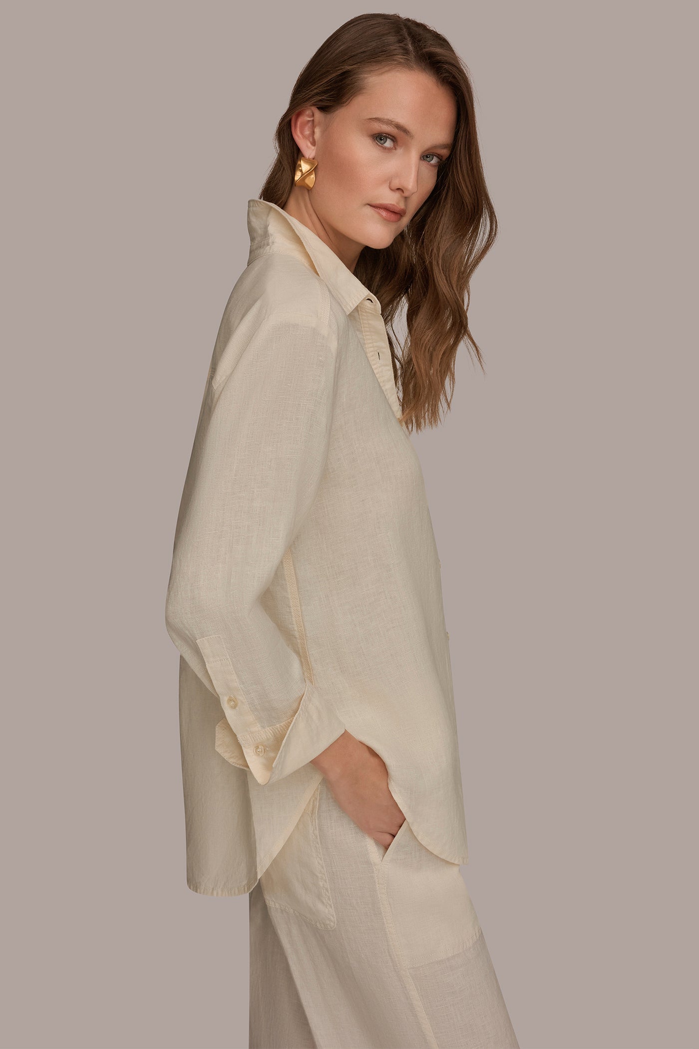 Buttercream LONG SLEEVE SHIRT Donna Karan