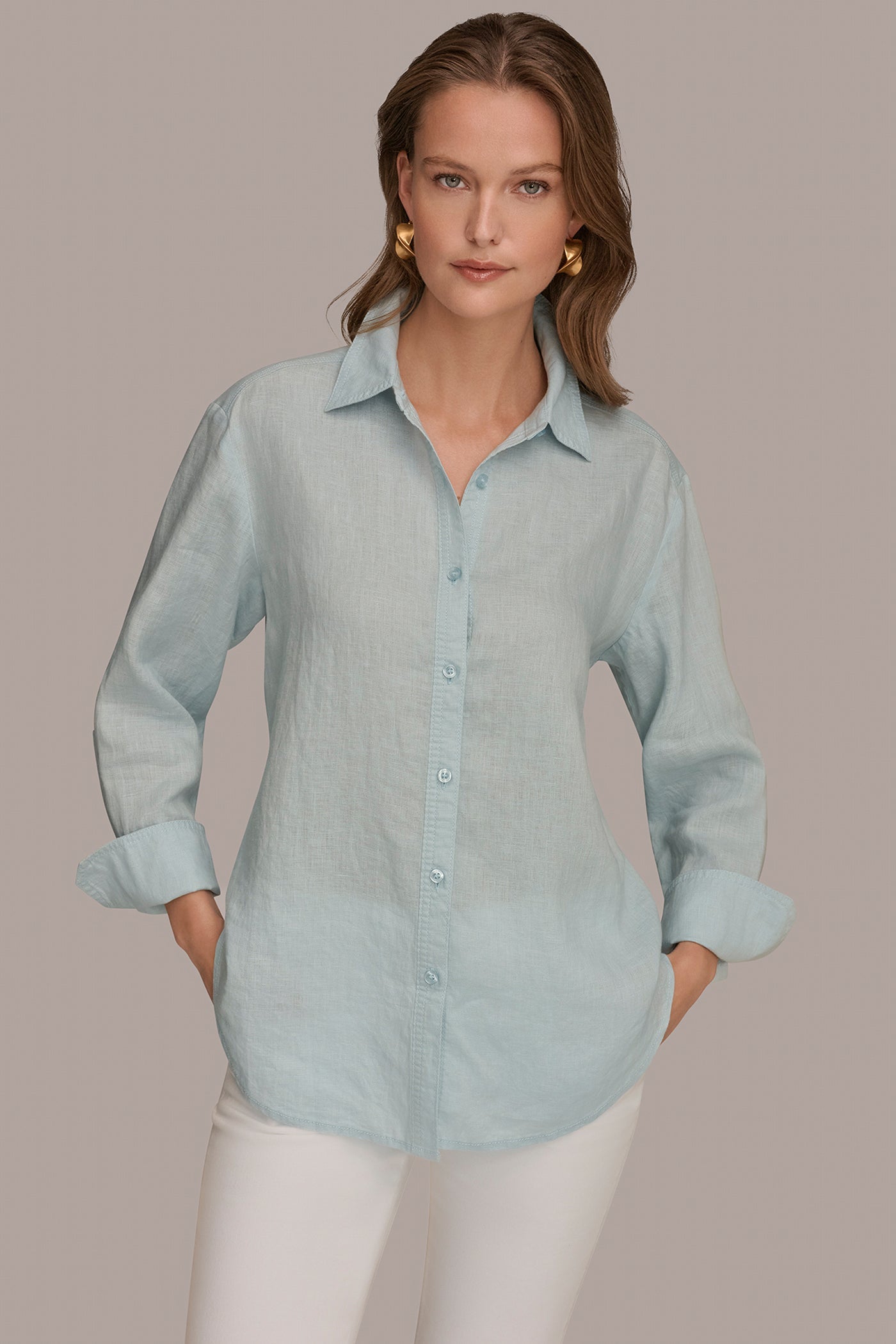 Sea Mist LONG SLEEVE SHIRT Donna Karan