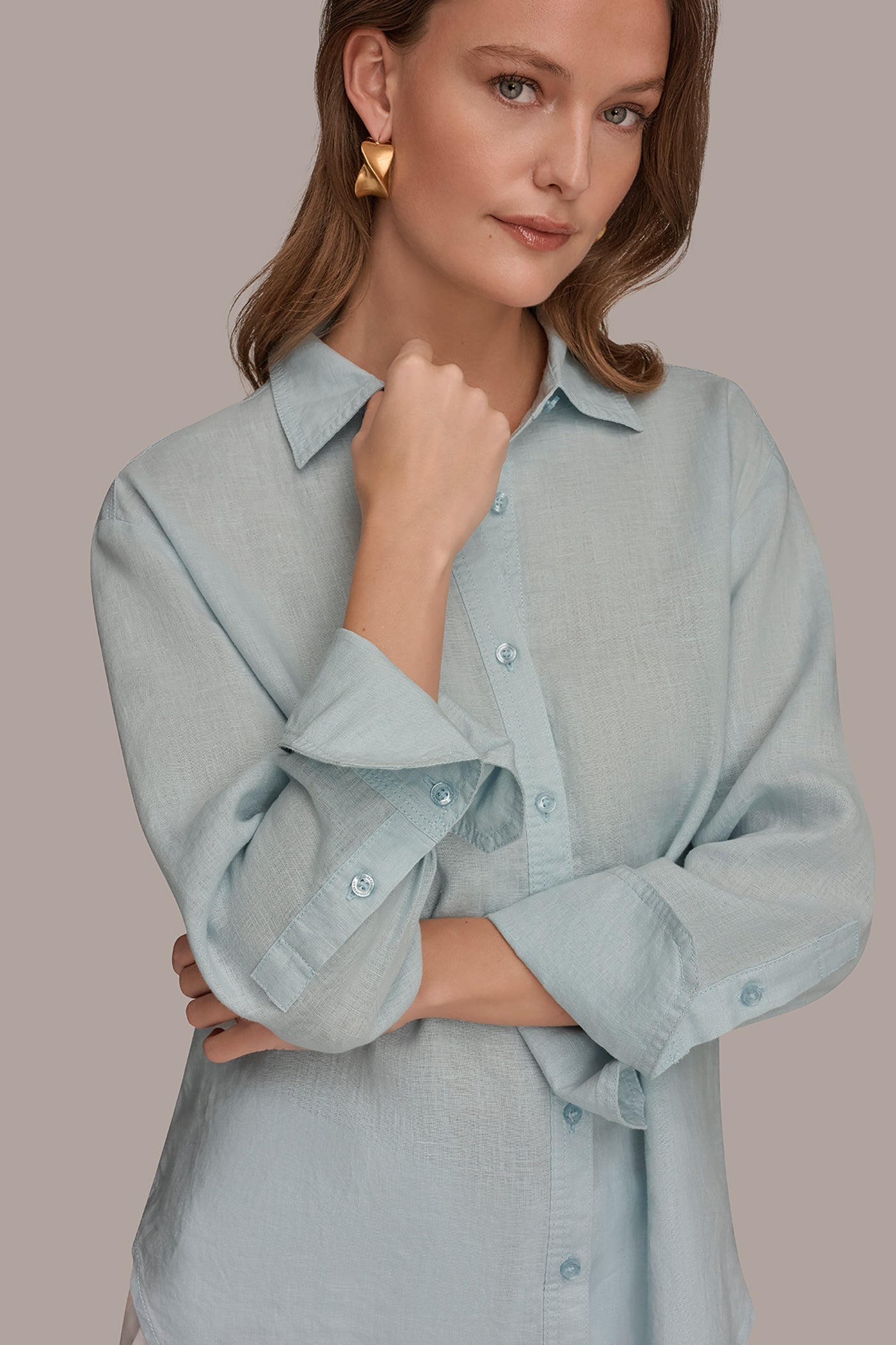 Sea Mist LONG SLEEVE SHIRT Donna Karan