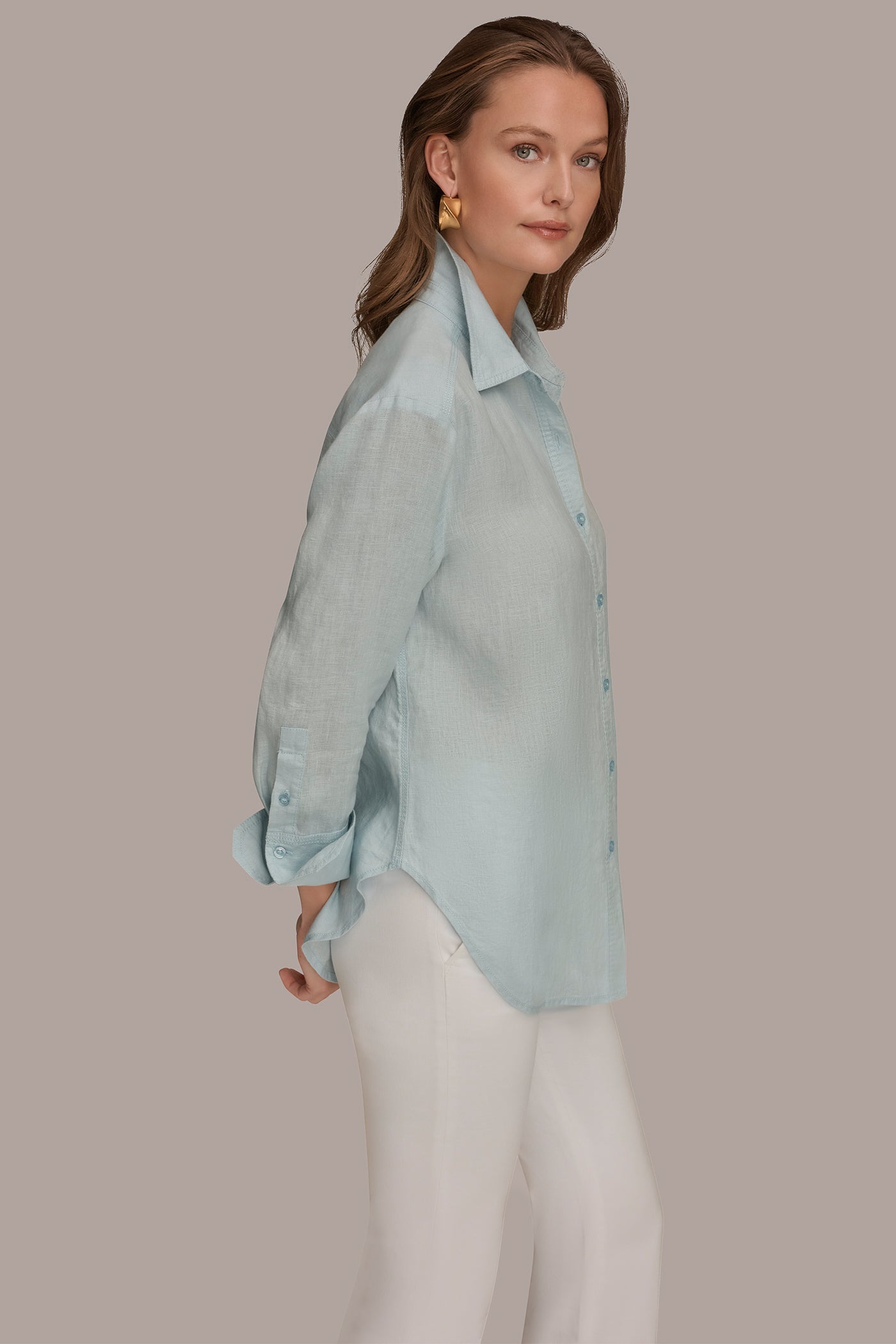 Sea Mist LONG SLEEVE SHIRT Donna Karan