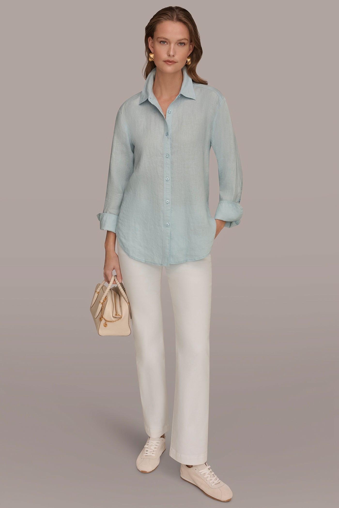 Sea Mist LONG SLEEVE SHIRT Donna Karan