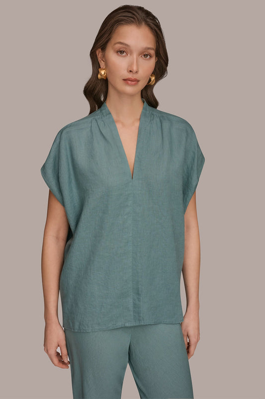 Waterlily LINEN SLEEVELESS BLOUSE Donna Karan