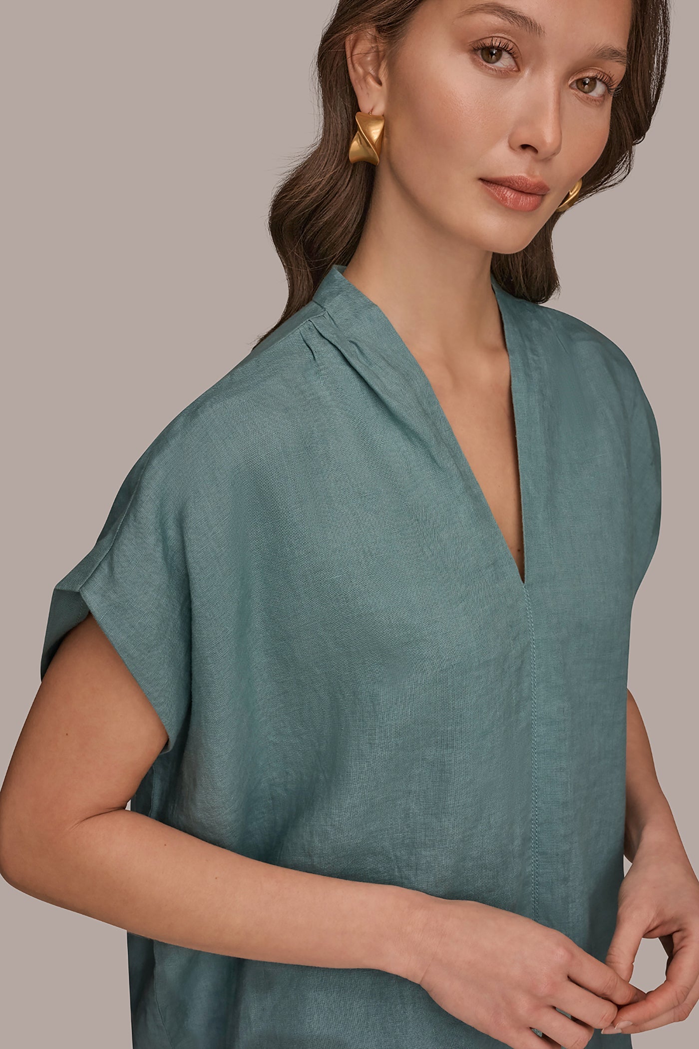 Waterlily LINEN SLEEVELESS BLOUSE Donna Karan