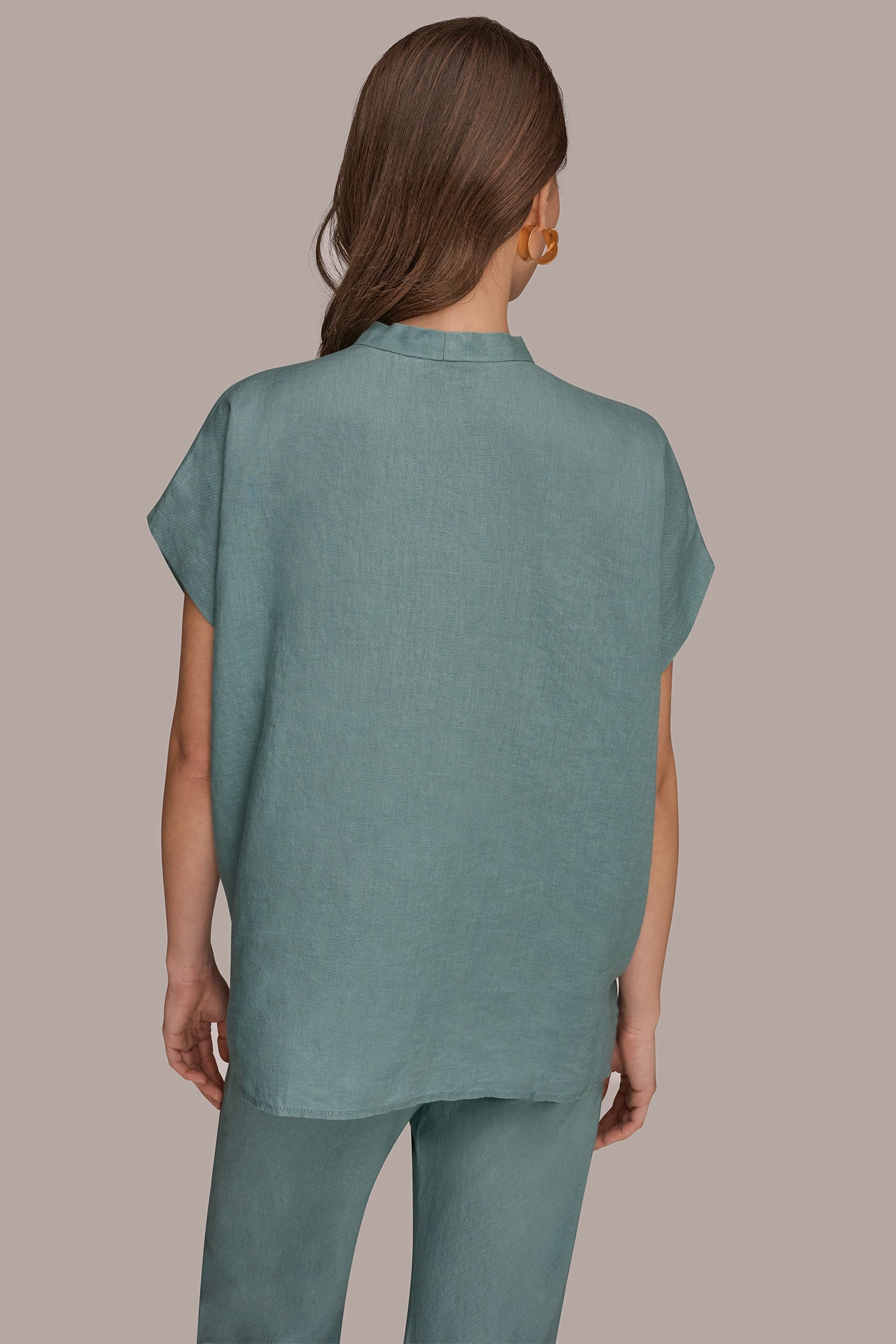 Waterlily LINEN SLEEVELESS BLOUSE Donna Karan