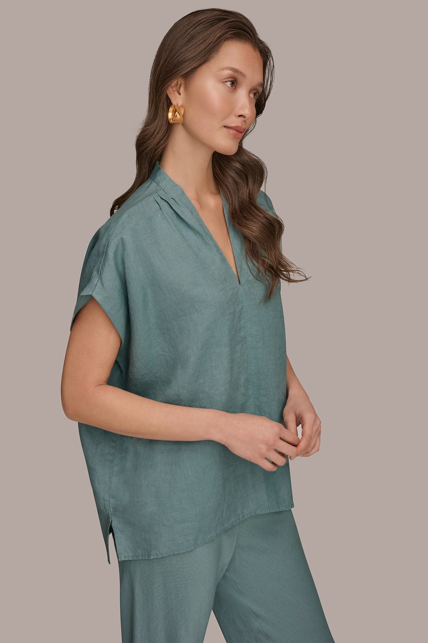 Waterlily LINEN SLEEVELESS BLOUSE Donna Karan
