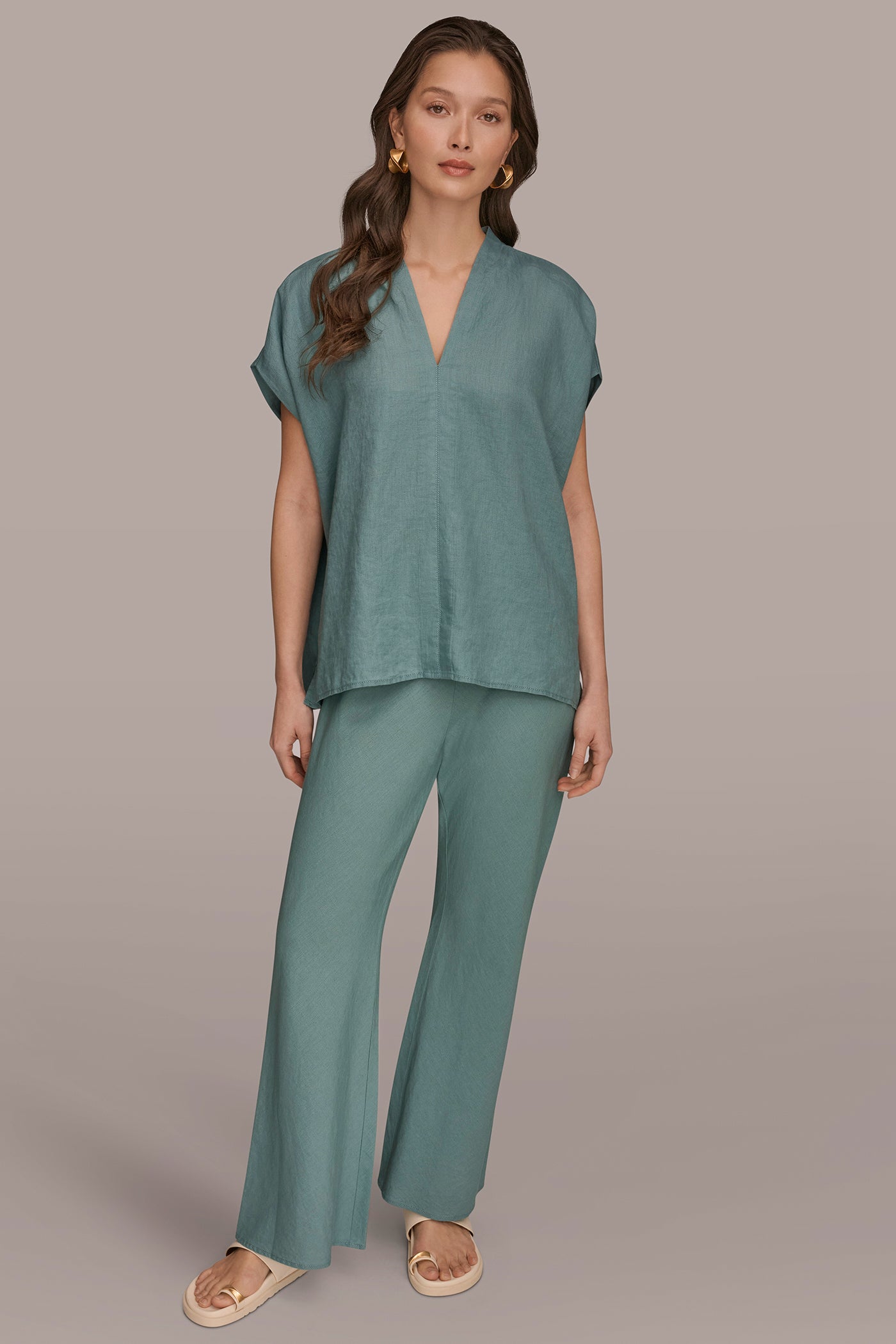 Waterlily LINEN SLEEVELESS BLOUSE Donna Karan