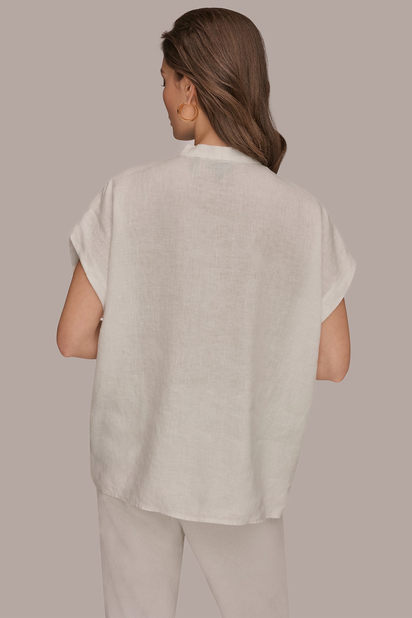 Cream LINEN SLEEVELESS BLOUSE Donna Karan
