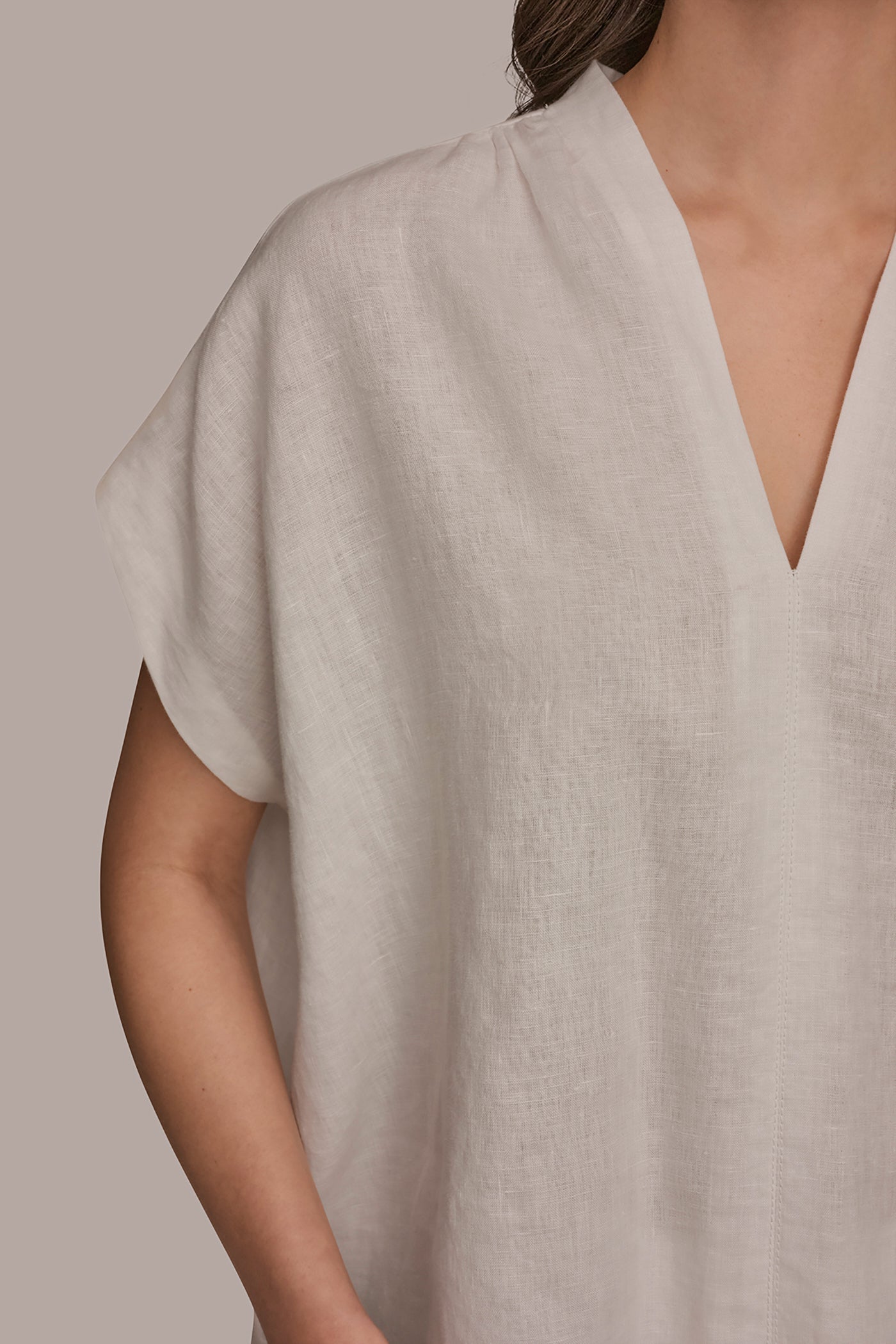 Cream LINEN SLEEVELESS BLOUSE Donna Karan