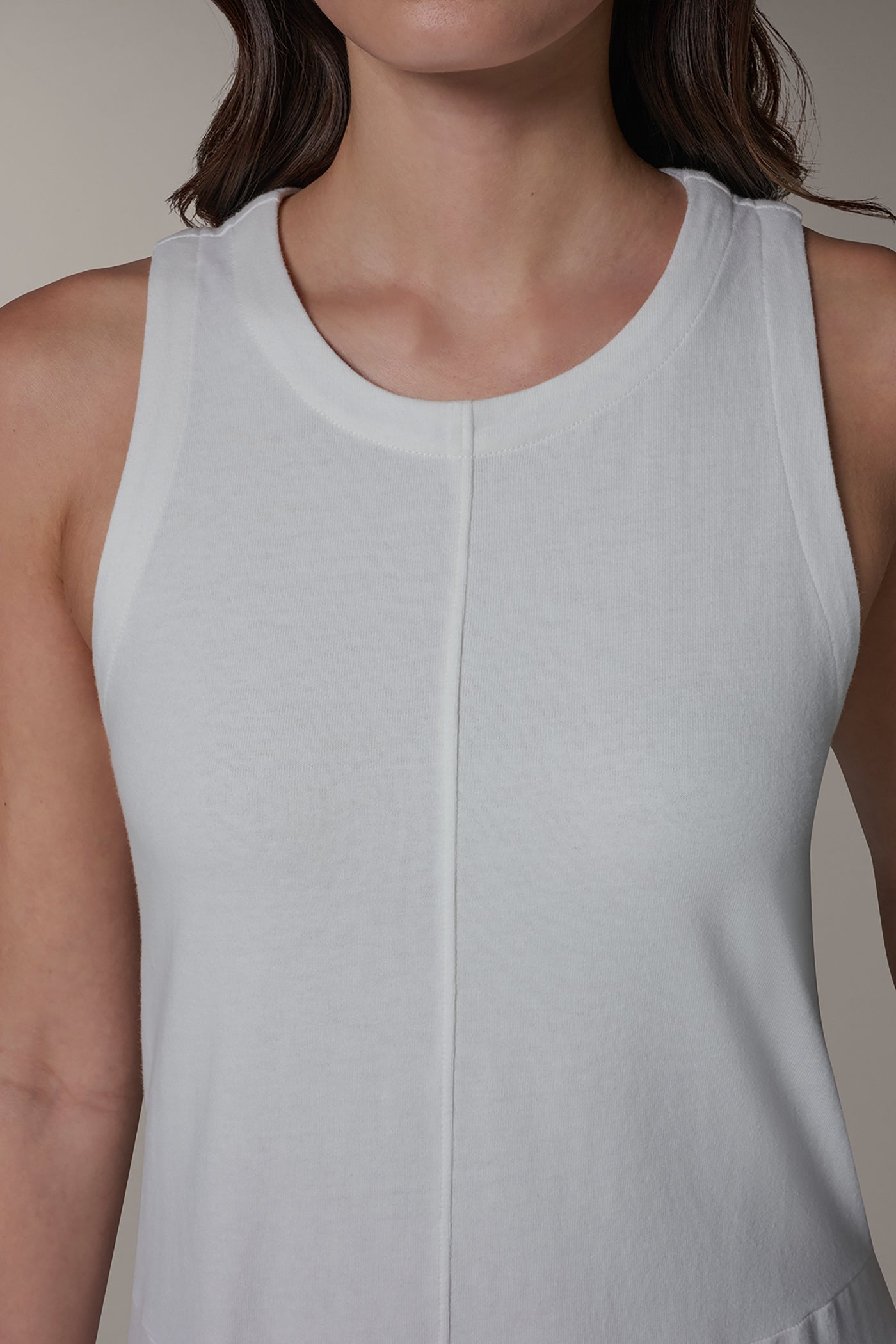 Cream SLEEVELESS MIDI TRAPEZE DRESS Donna Karan