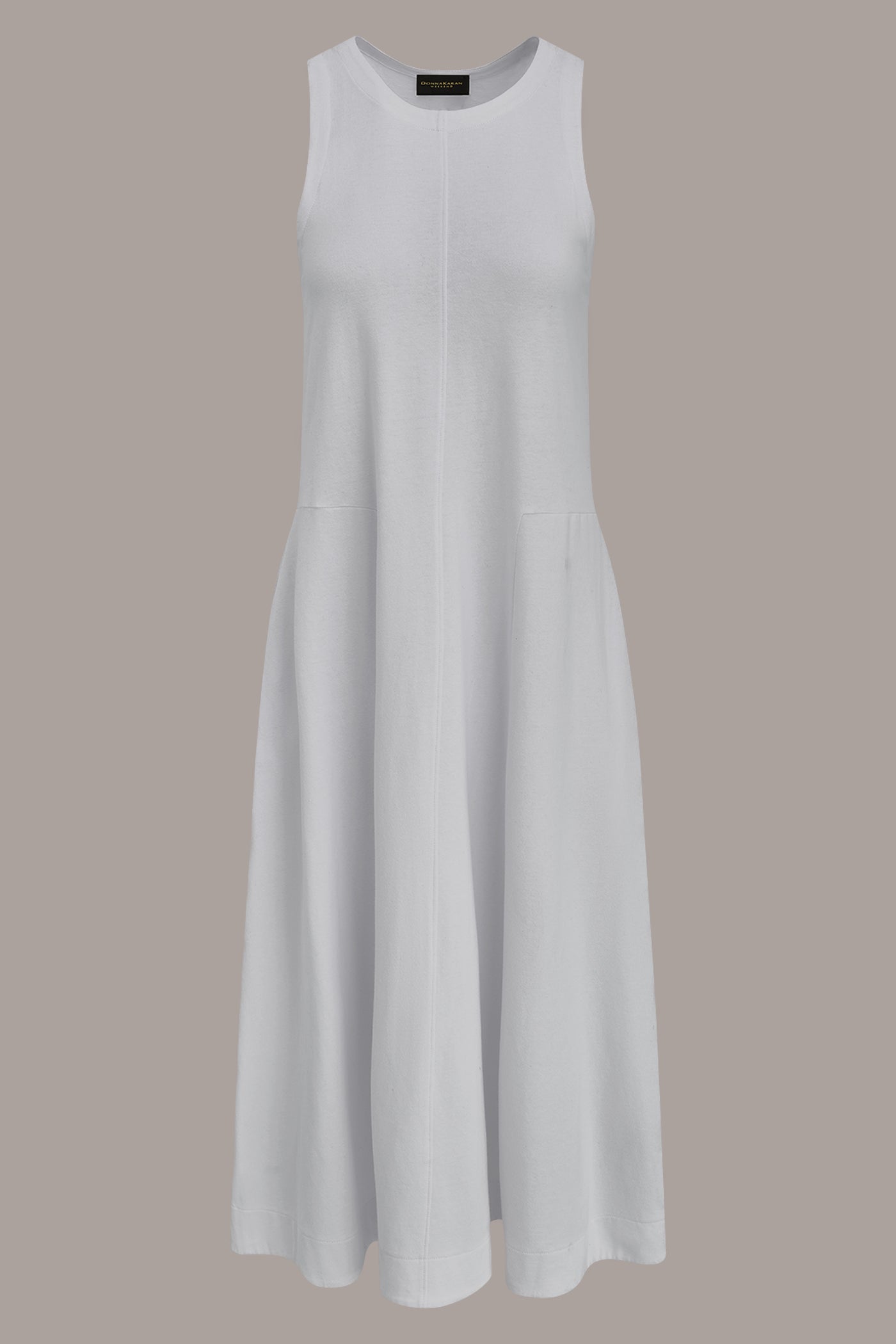 Cream SLEEVELESS MIDI TRAPEZE DRESS Donna Karan