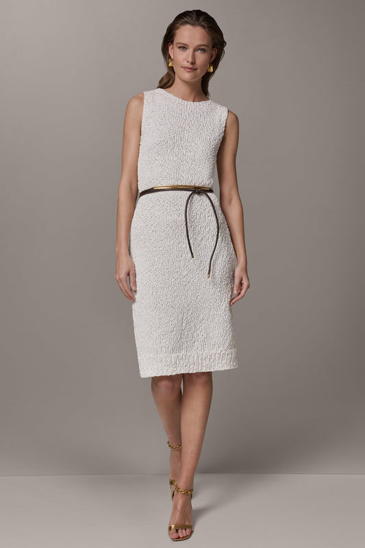 Cream BOUCLE KNIT DRESS Donna Karan