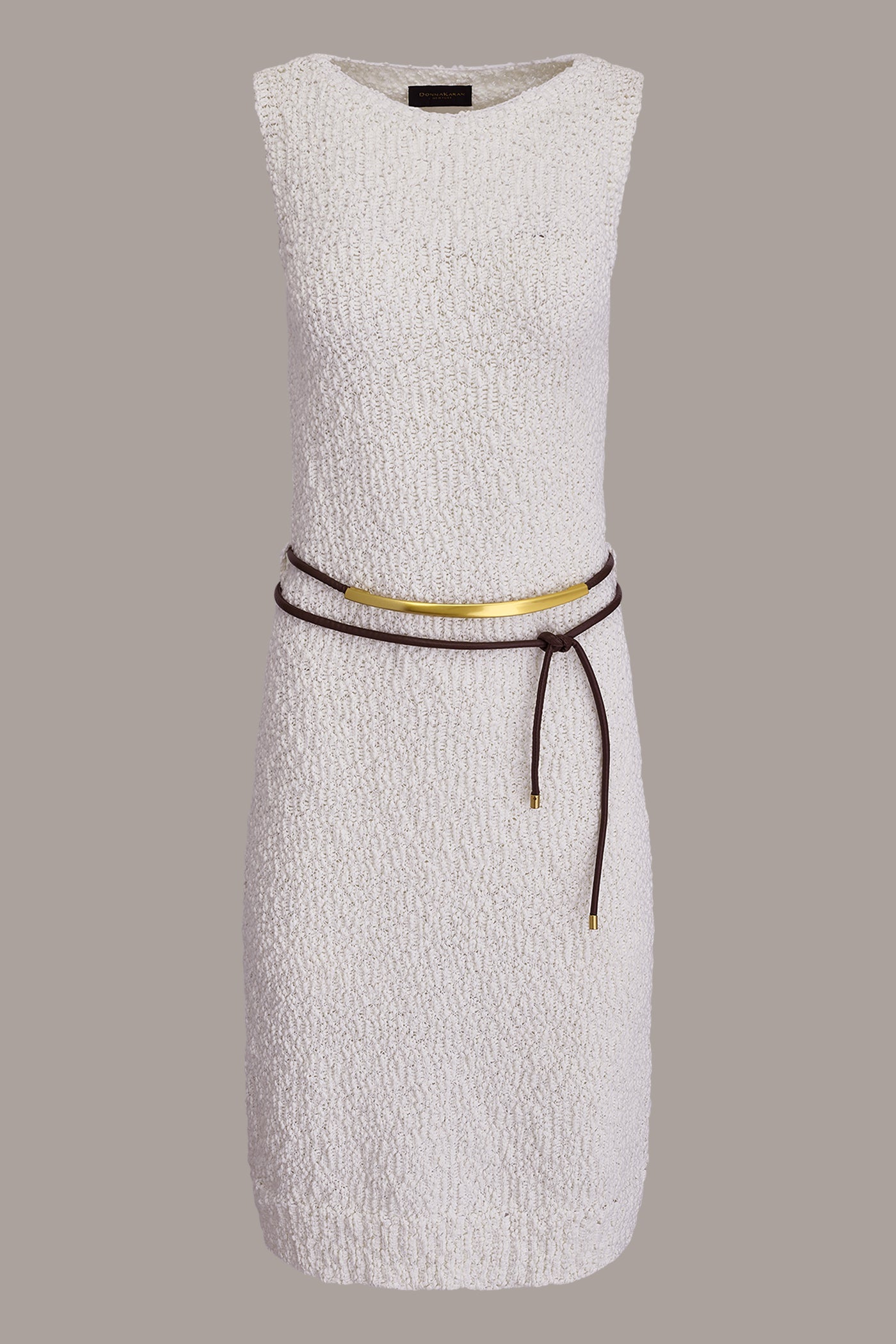 Cream BOUCLE KNIT DRESS Donna Karan