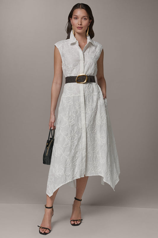 Cream SLEEVELESS MIDI SHIRT DRESS Donna Karan